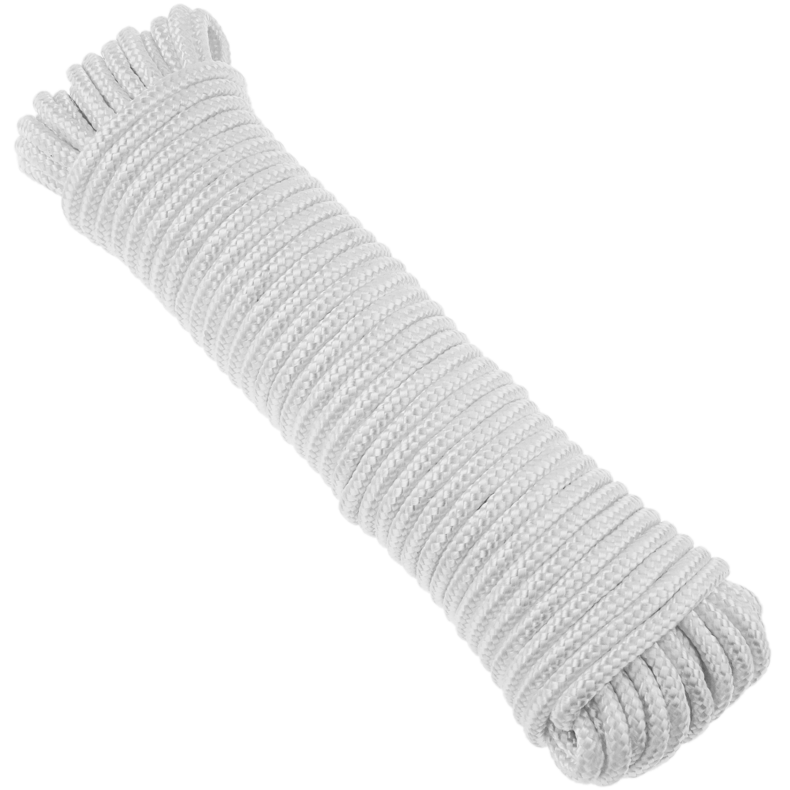 Braided polyester rope 20 m x 6 mm white - Cablematic