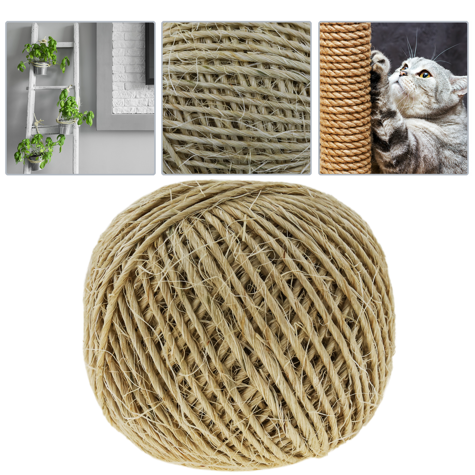 8MM Jute Rope Jute Twine String, 100% Natural Strong Twisted Cord, for  Gardening, Camping, Climbing, Hanging, Pets