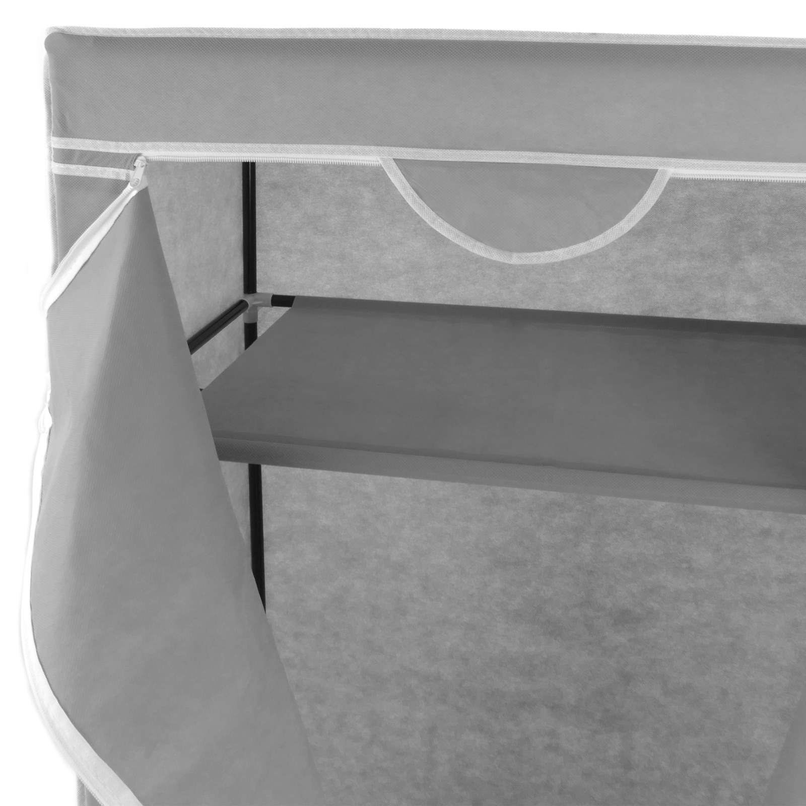 Lockable Canvas Folding Intirilife Fabric Wardrobe 108X45X170 Cm In Ash Grey 
