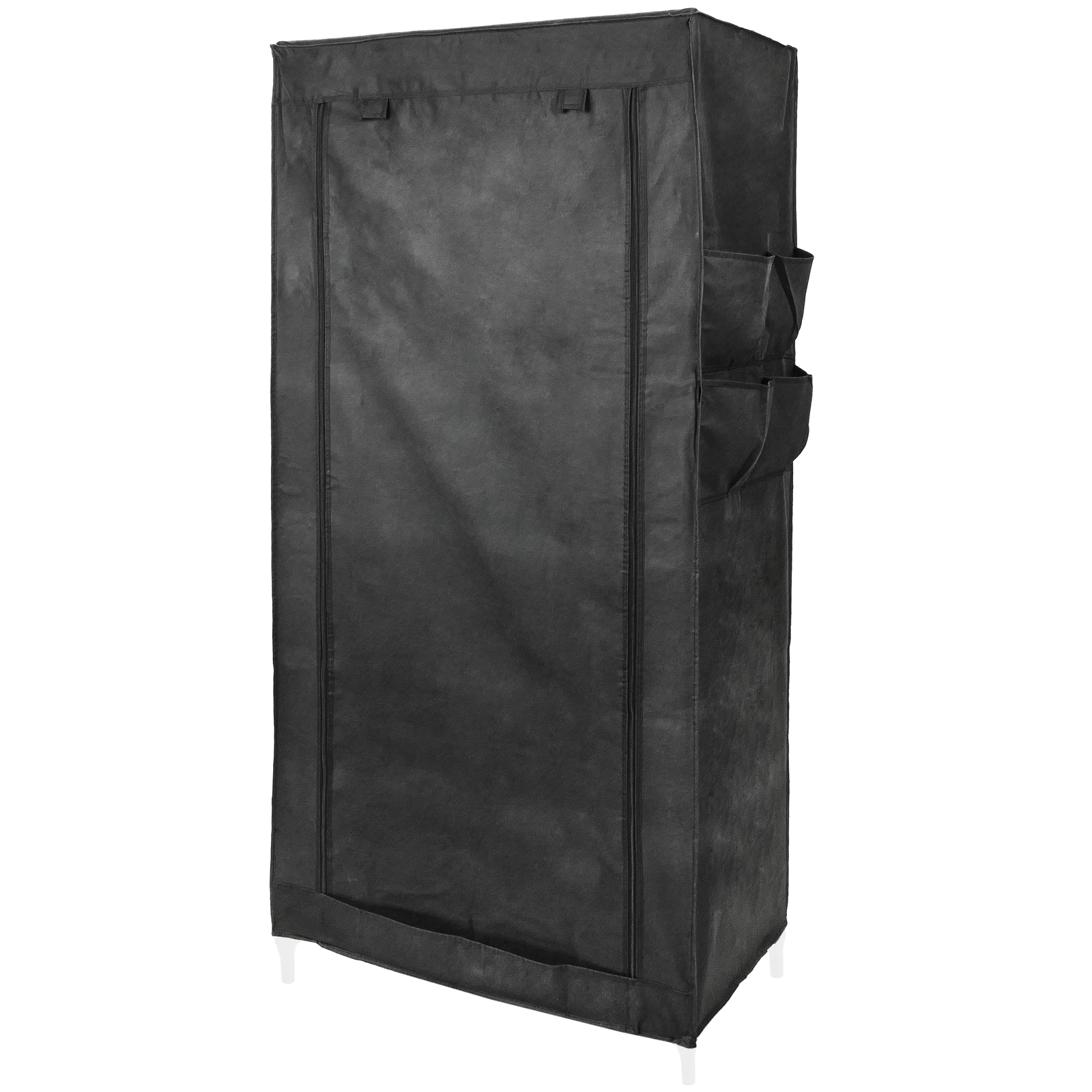 Fabric wardrobe for clothes storage and organiser 70 x 45 x 155 cm gray with roll-up door PrimeMatik 