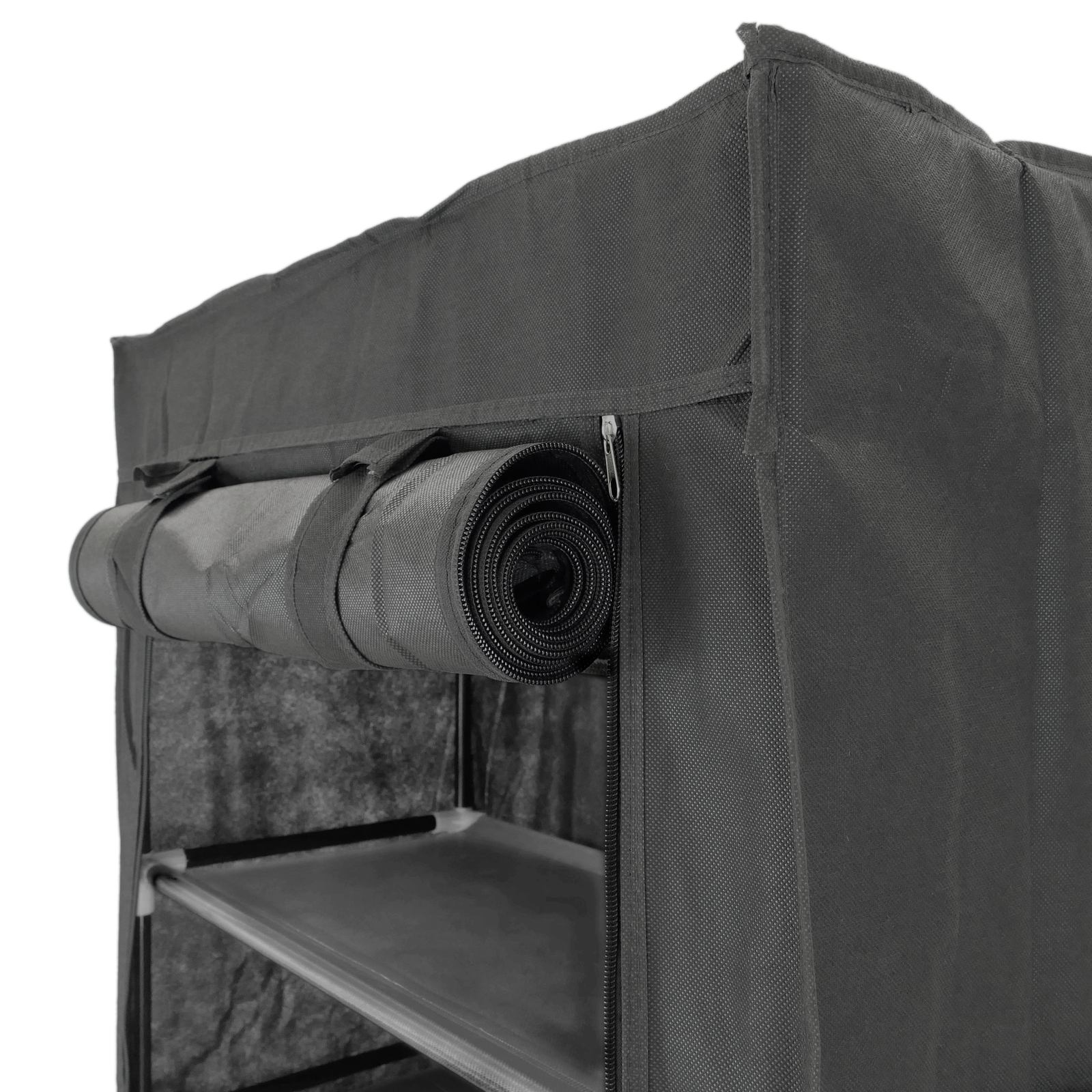 Armario ropero y zapatero de tela desmontable 60 x 30 x 108 cm negro con  puerta enrollable - Cablematic