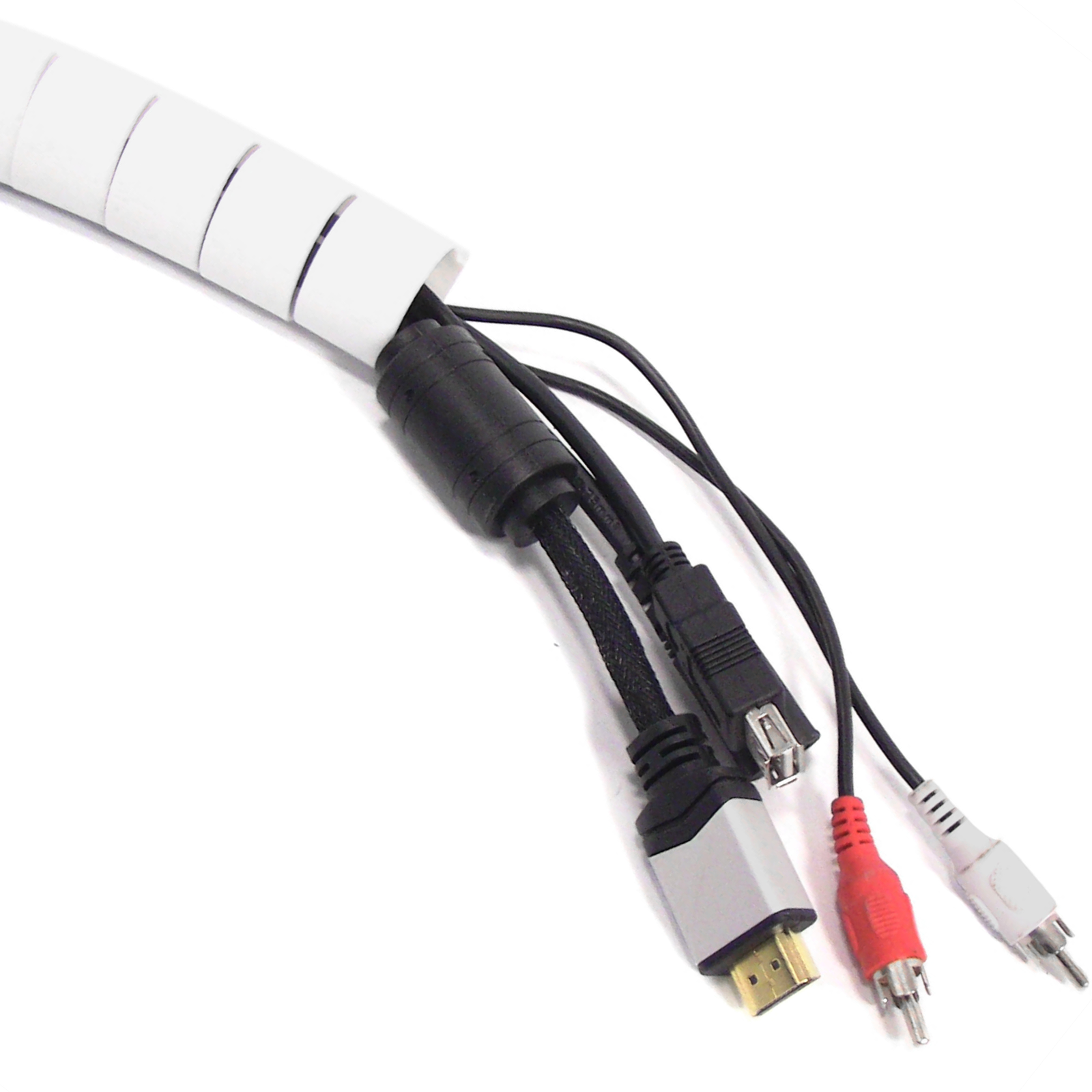 Organizador de cables. Funda blanca con clip de 25-30 mm longitud 2,5 m