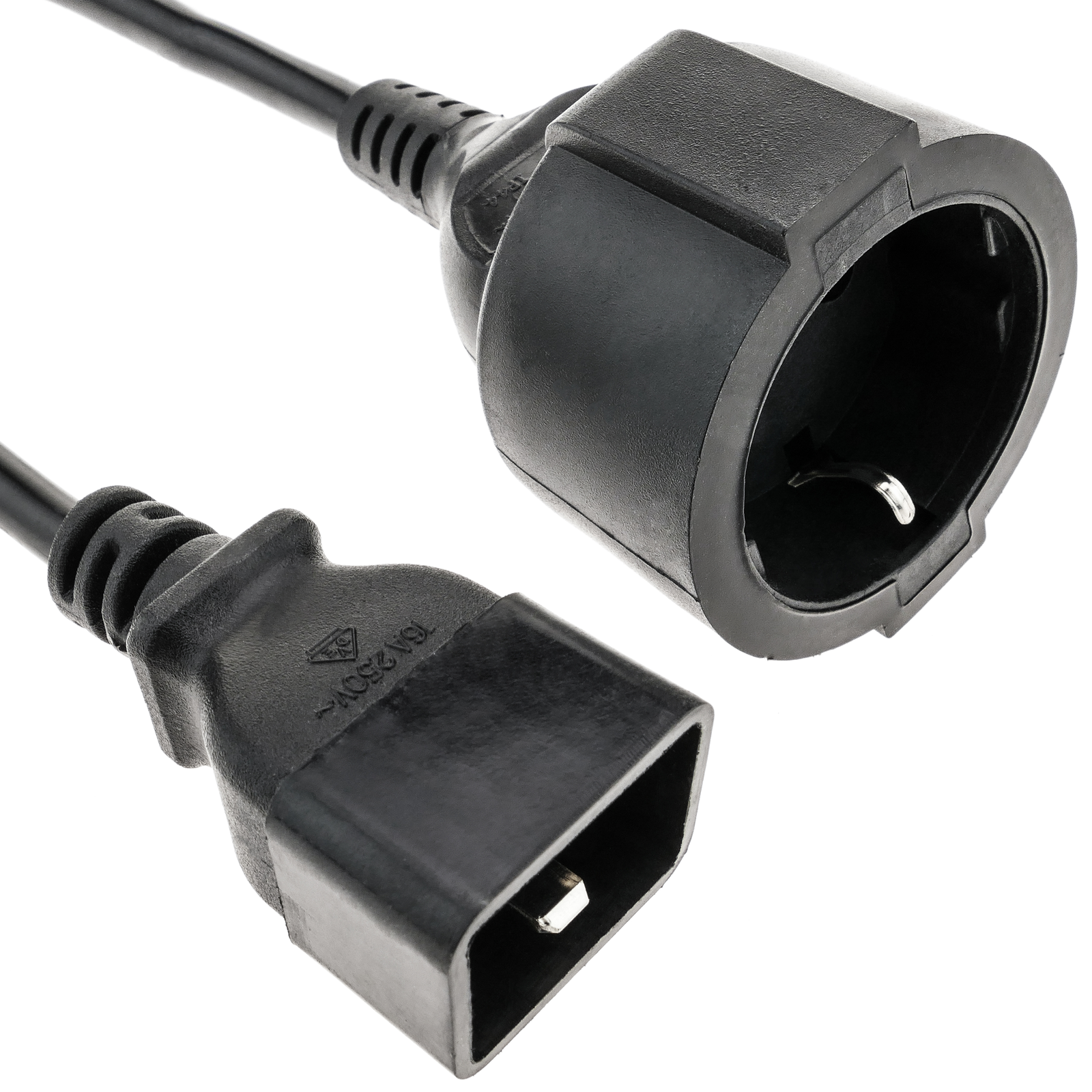 Cable eléctrico alta calidad 3x1.5mm² IEC60320 C20 a schuko hembra 30cm -  Cablematic