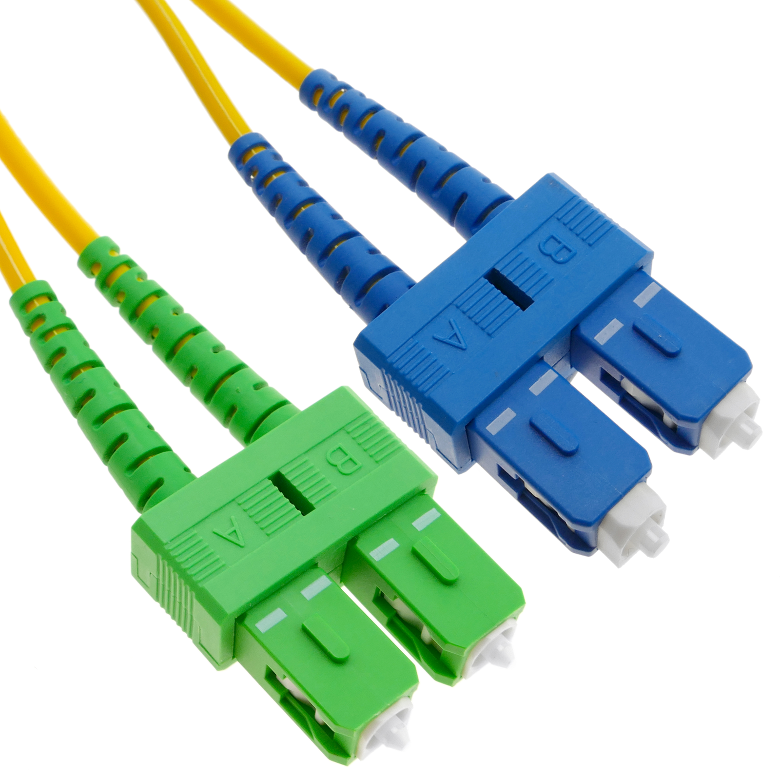 Cable de fibra óptica SC/UPC a SC/APC monomodo duplex 9/125 de 2 m OS2 -  Cablematic