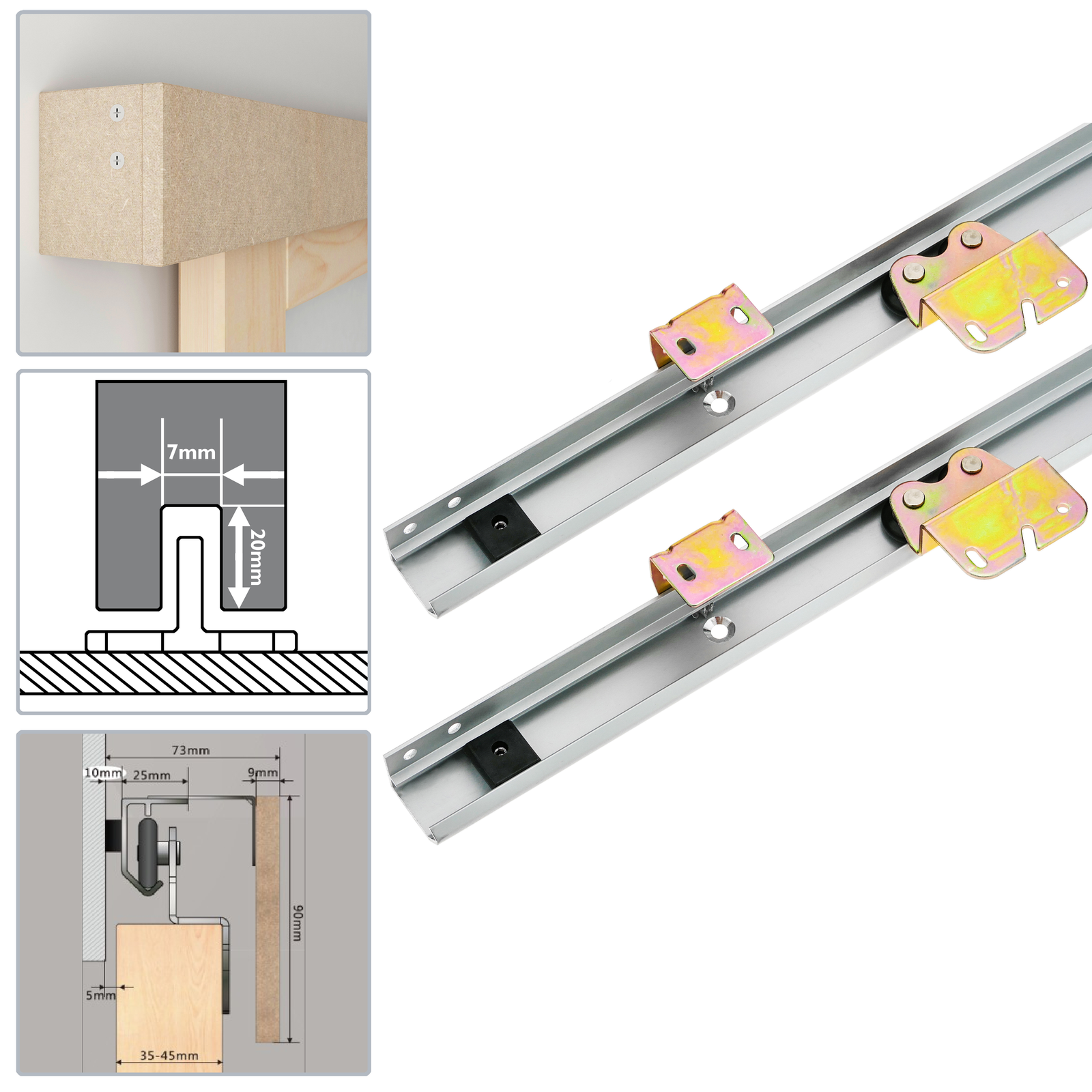 Rail guía para puerta corredera con cubierta de madera MDF de color cobalto  de 2m - Hiper Electrón