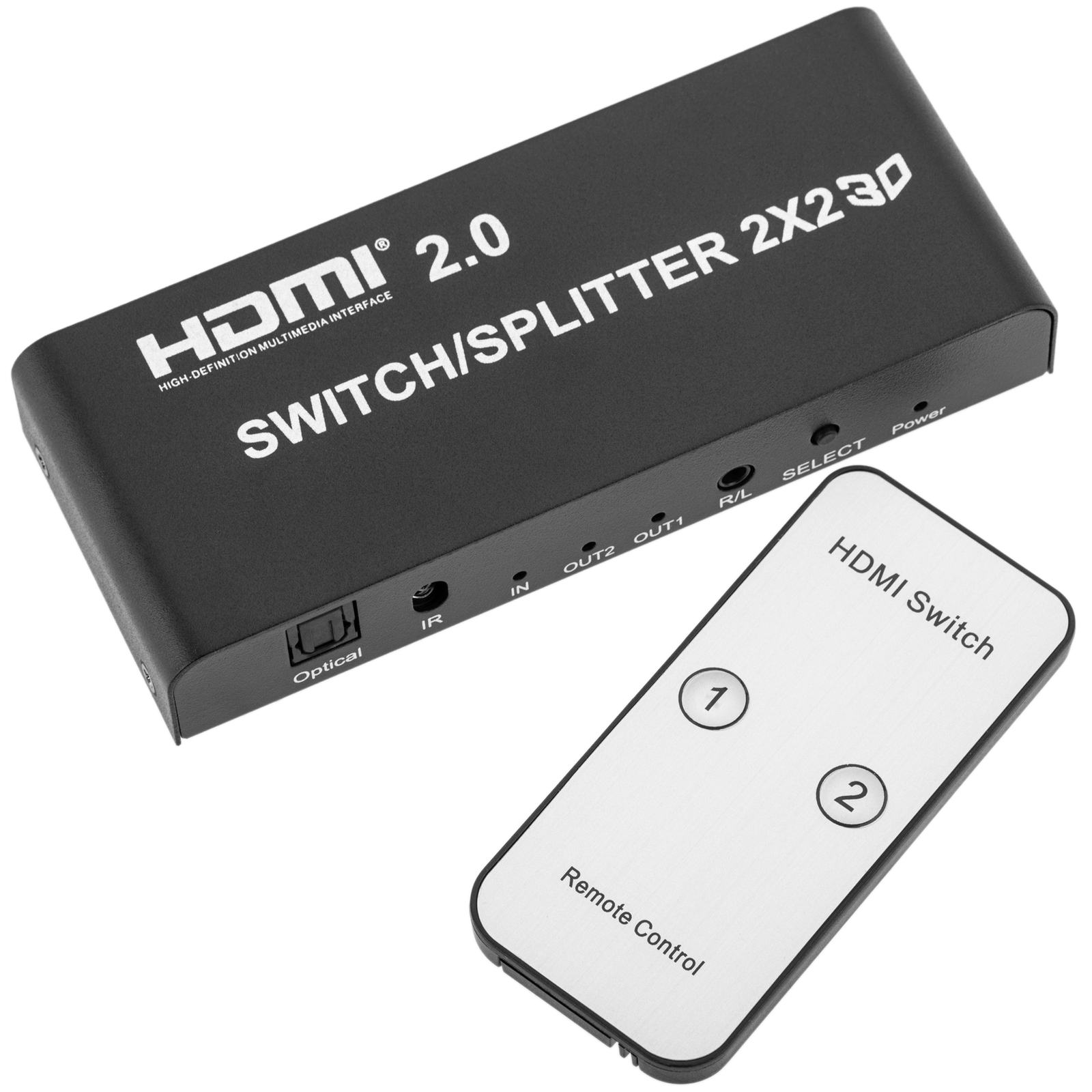 SPLITTER SWITCH SELECTOR MATRIX HDMI 2X4 DE 2 ENTRADAS A 4 SALIDAS