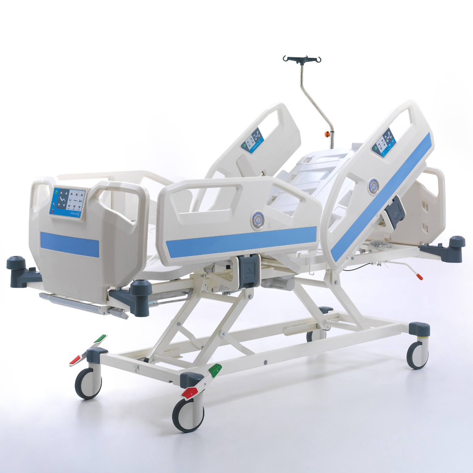 Nitrocare HB 8140 ELC intensive care hospital bed with four motors with IV  pole and angle gauge Cablematic