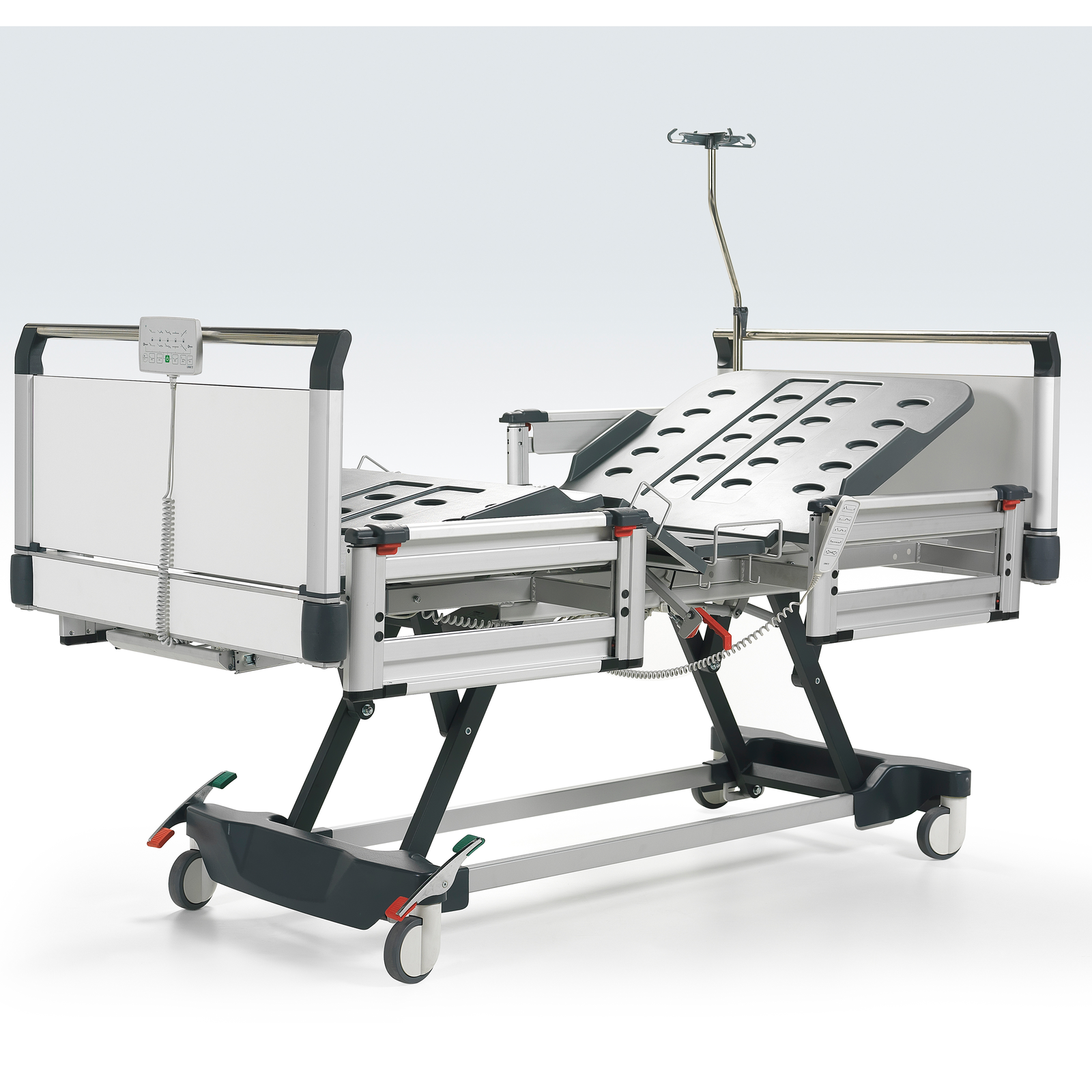 Four motor Nitrocare HB 6260 patient hospital bed with ABS lying surface  Cablematic