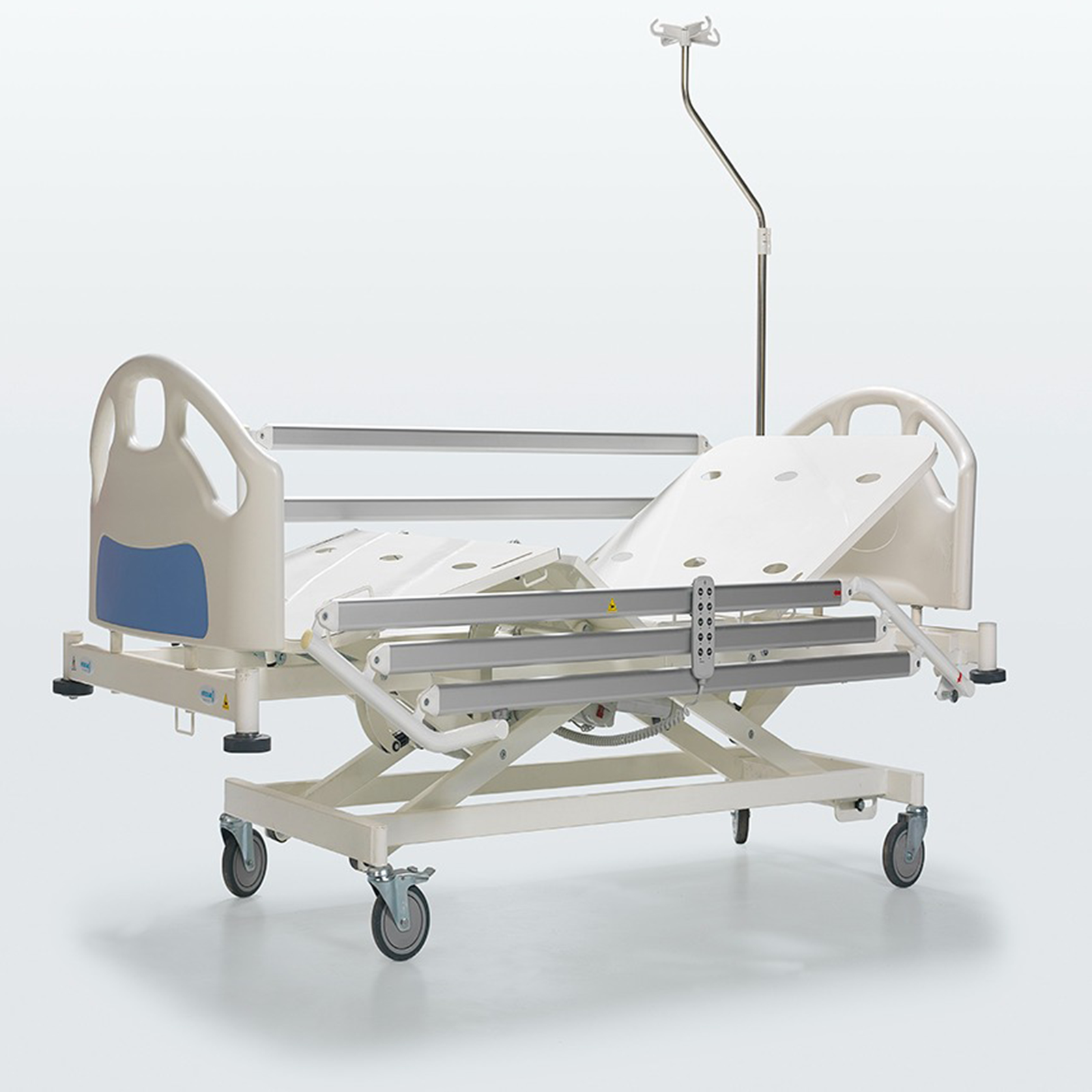 Four-motor Nitrocare HB 6630 patient hospital bed with metal lying surface  - Cablematic