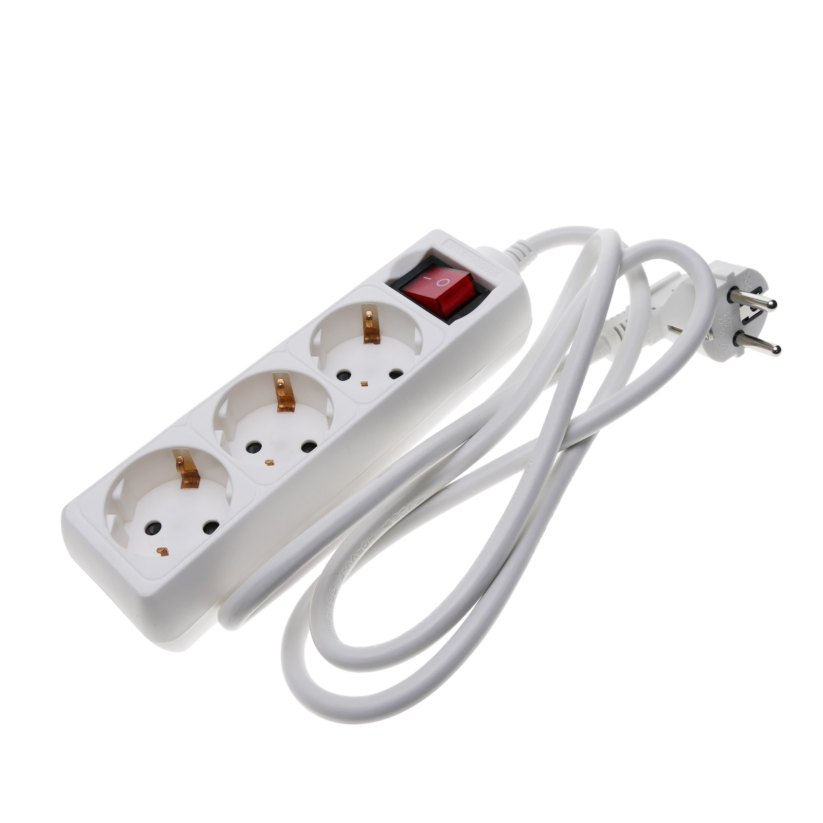 Regleta con 5 Schuko + 2 USB e interruptor 3 metros Blanco