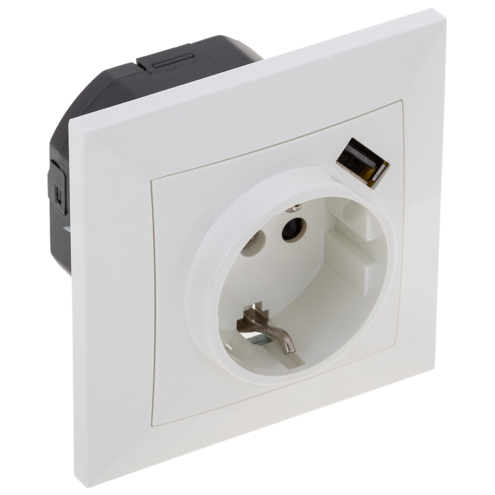 Base d'endoll schuko amb USB A femella 80x80mm per encastar - Cablematic