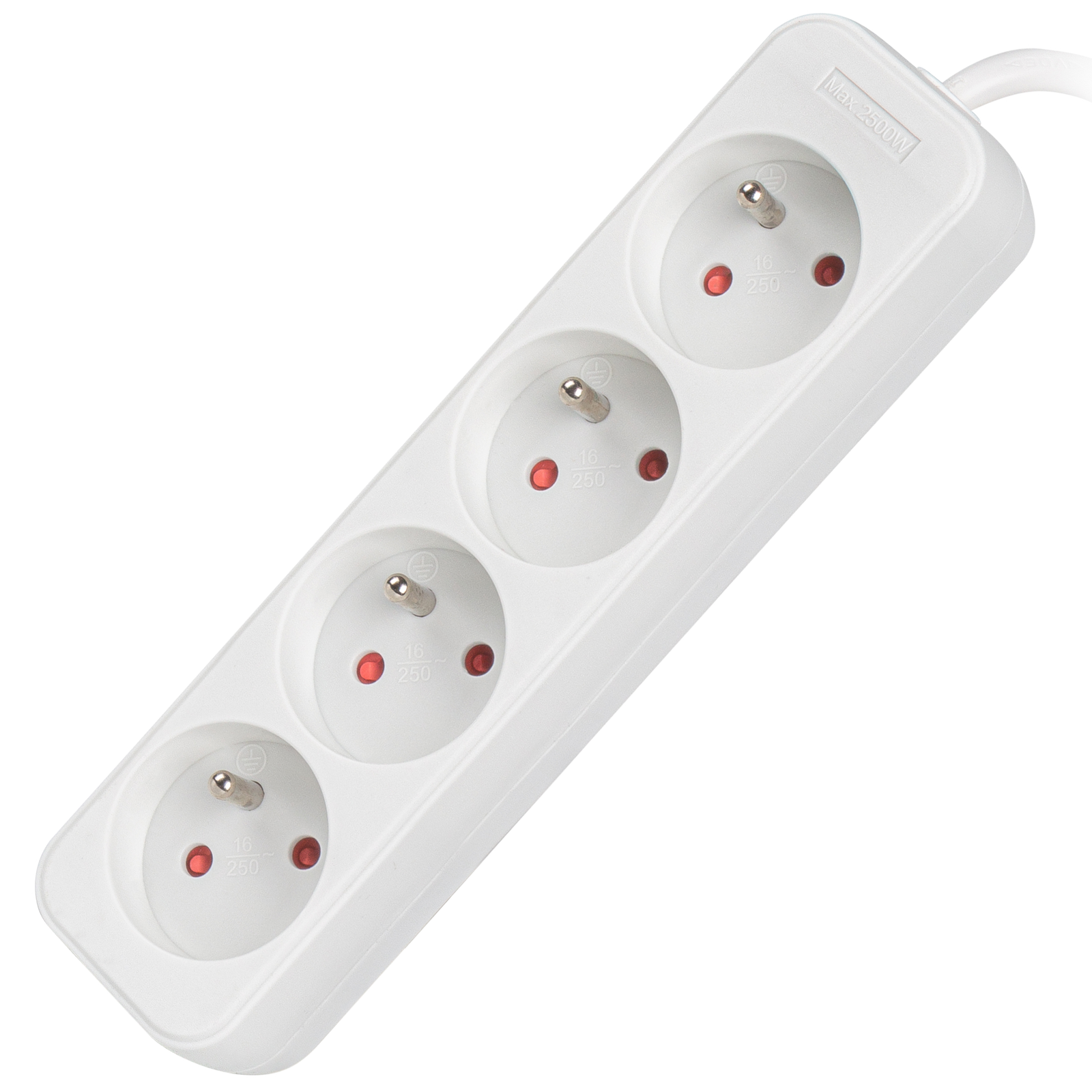 Regleta de 4 enchufes schuko con interruptor individual sin cable -  Cablematic