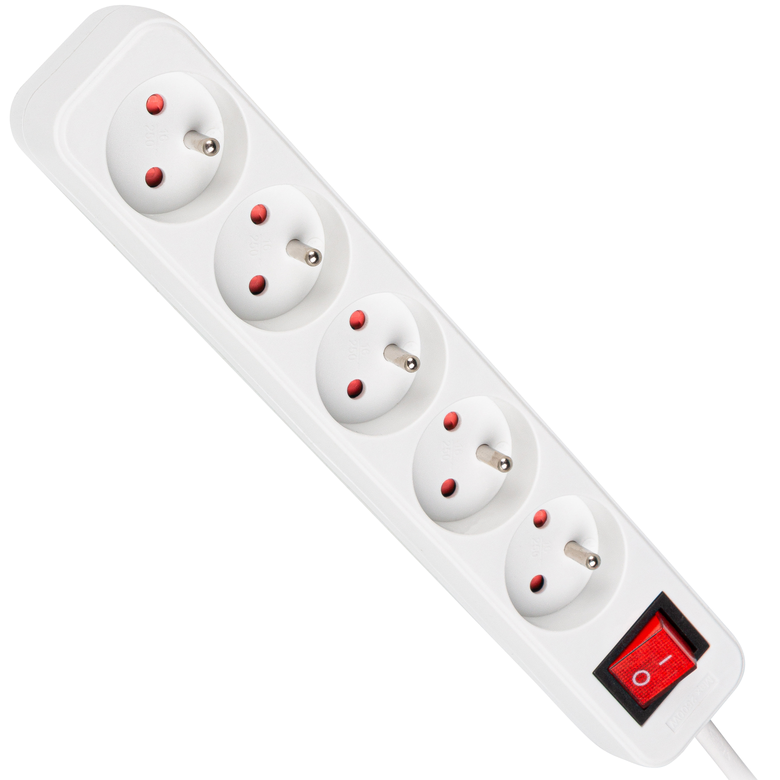 Regleta de enchufes 10 schuko con interruptor y protección sobretensiones  blanco (1.5m cable) - Cablematic