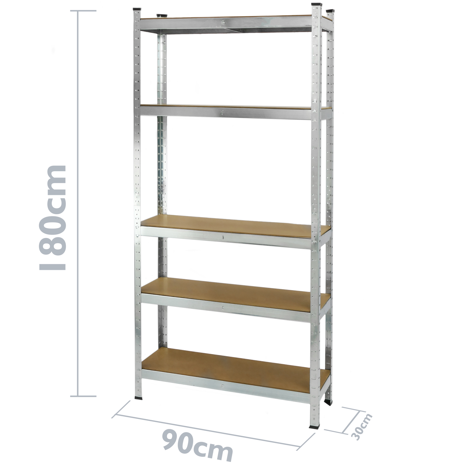 Scaffalature di metallo per stoccaggio con 5 ripiani in legno