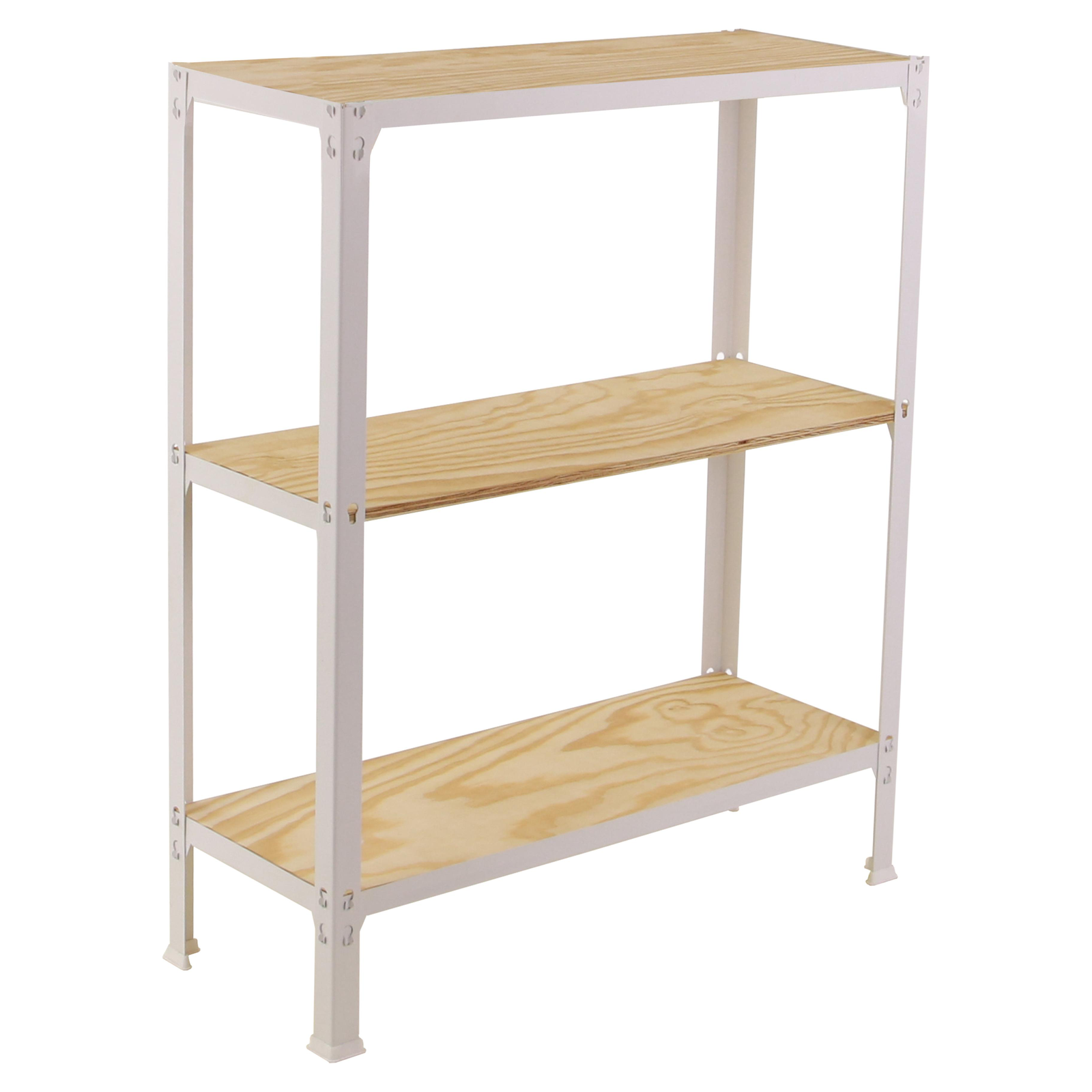 Estantería metálica para almacenaje PrimeMatik Mini Home Click de 3 baldas  de madera contrachapada y tamaño total 80 x 30 x 90 cm de color antracita /  abedul - Cablematic