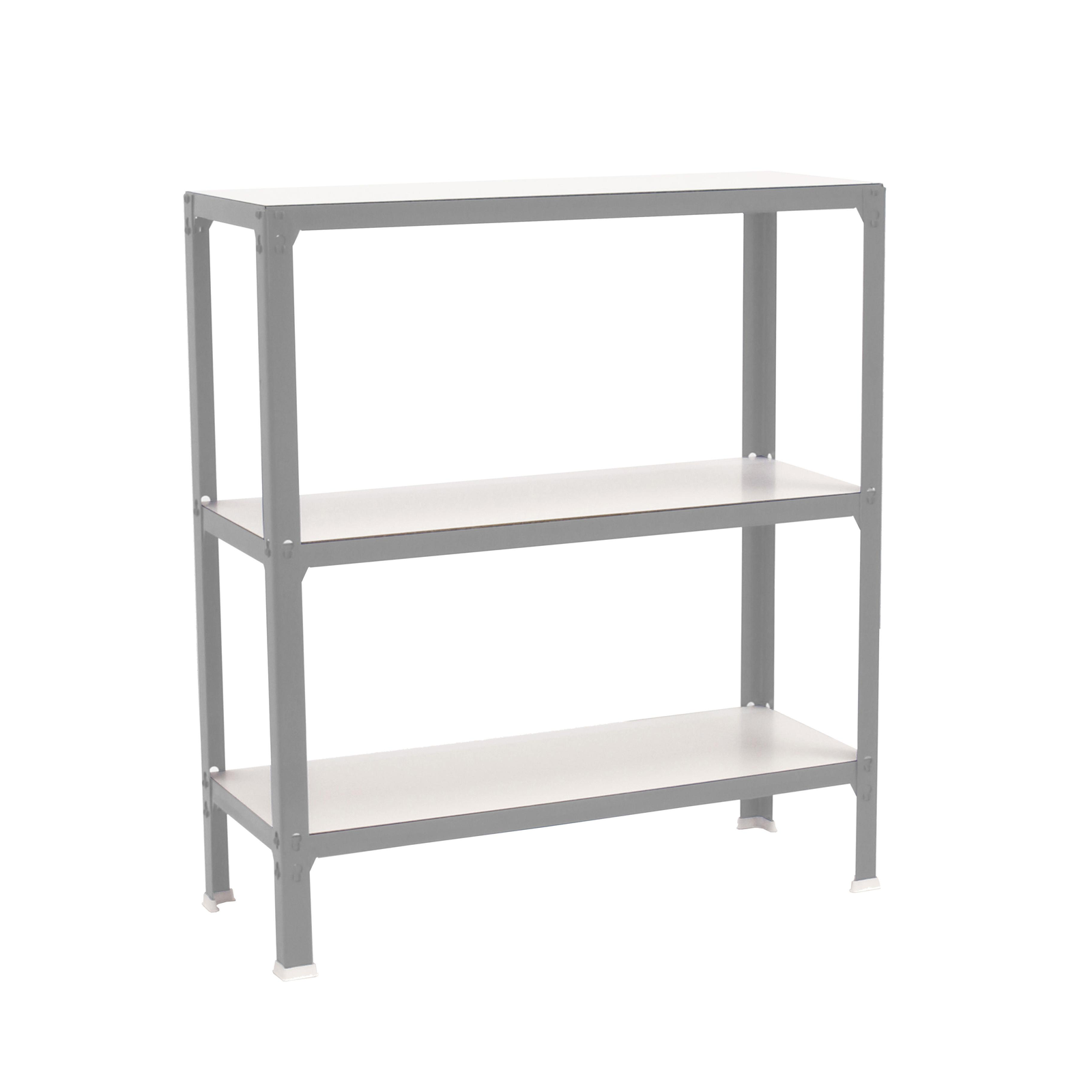 Estantería metálica para almacenaje PrimeMatik Mini Home Click de 3 baldas  de madera contrachapada y tamaño total 80 x 30 x 90 cm de color gris /  roble - Cablematic