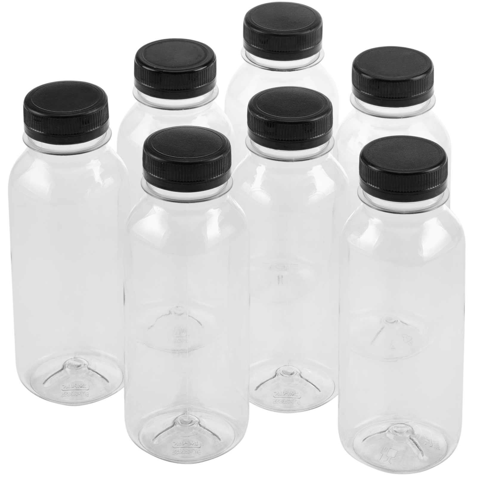 Petites bouteilles en plastique PET recyclable, carrées et transparentes  400mL, 7 pièces. - Cablematic