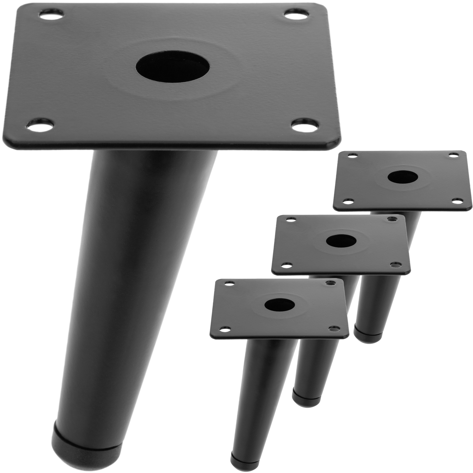 4er Pack Möbelbeine mit konischer Form und Anti-Rutsch-Schutz 12cm Farbe  schwarz - Cablematic