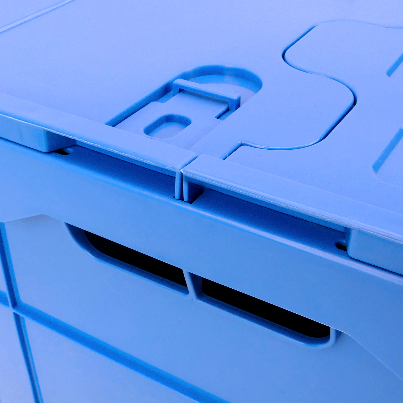 Caja de plástico EuroBox plegable y apilable. Contenedor azul con tapa  60x40x32cm 65L 5-pack - Cablematic