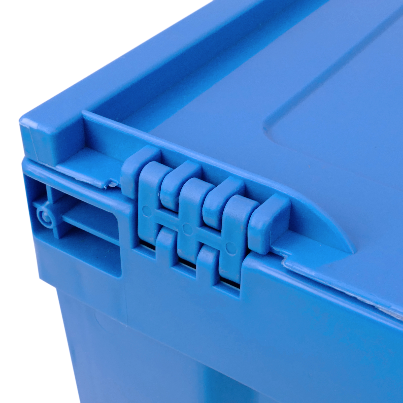 Scatola plastica EuroBox pieghevole e impilabile. Contenitore in blu con  coperchio 60x40x32cm 5-pack - Cablematic