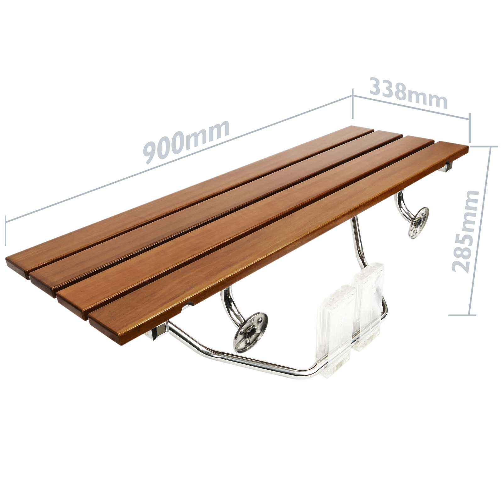 Sgabello da bagno ad angolo con ripiano 45 x 50 x 45 cm in legno di teak  certificato - Cablematic