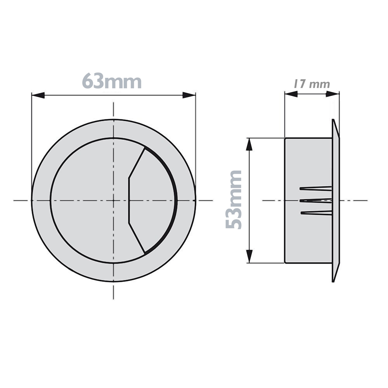 Lote de 20 pasacables redondo para encastrar en mesa de color blanco y  diámetro 60 mm - Cablematic