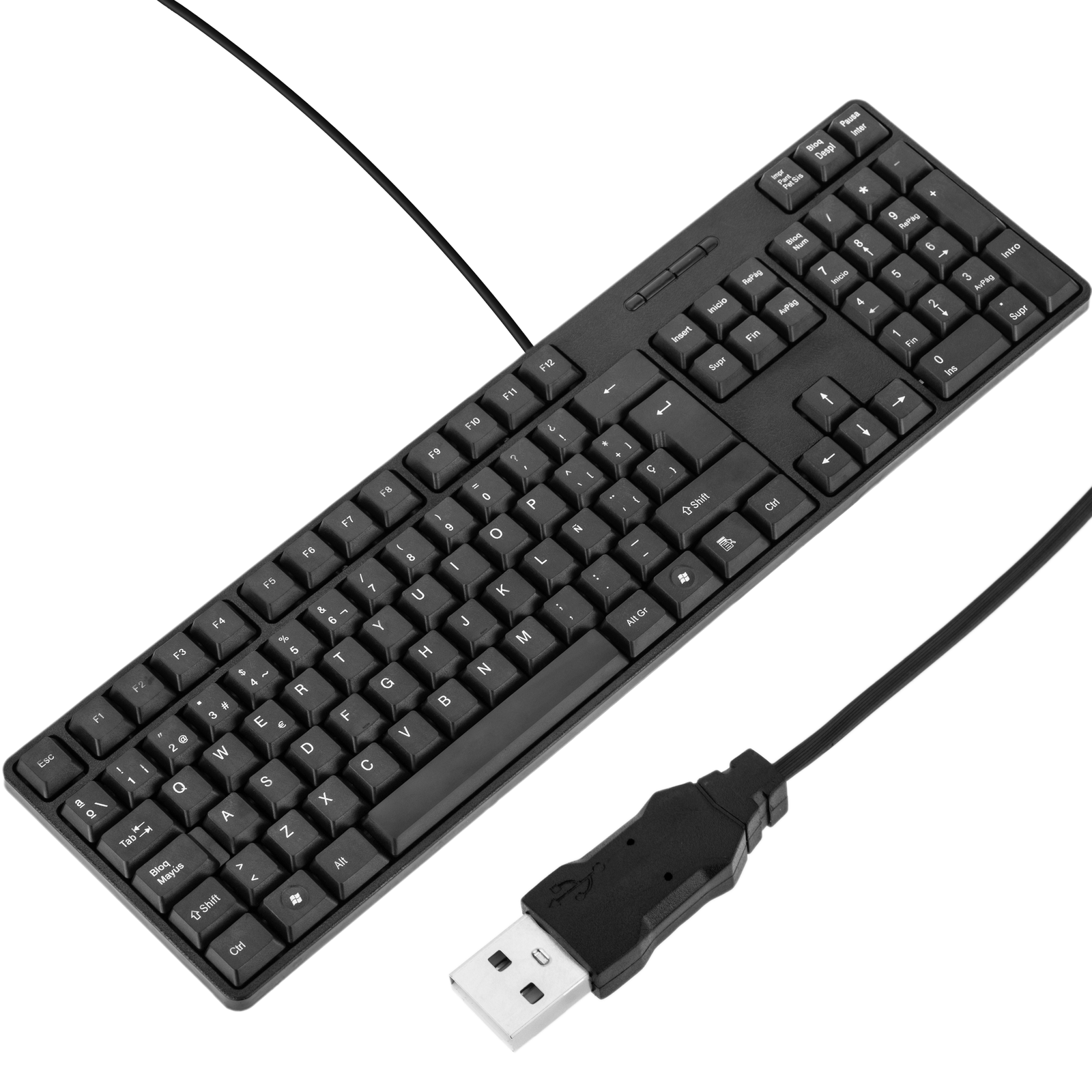 intellectueel Achterhouden Frustrerend Zwart Spaans QWERTY-toetsenbord met 105 USB-toetsen - Cablematic