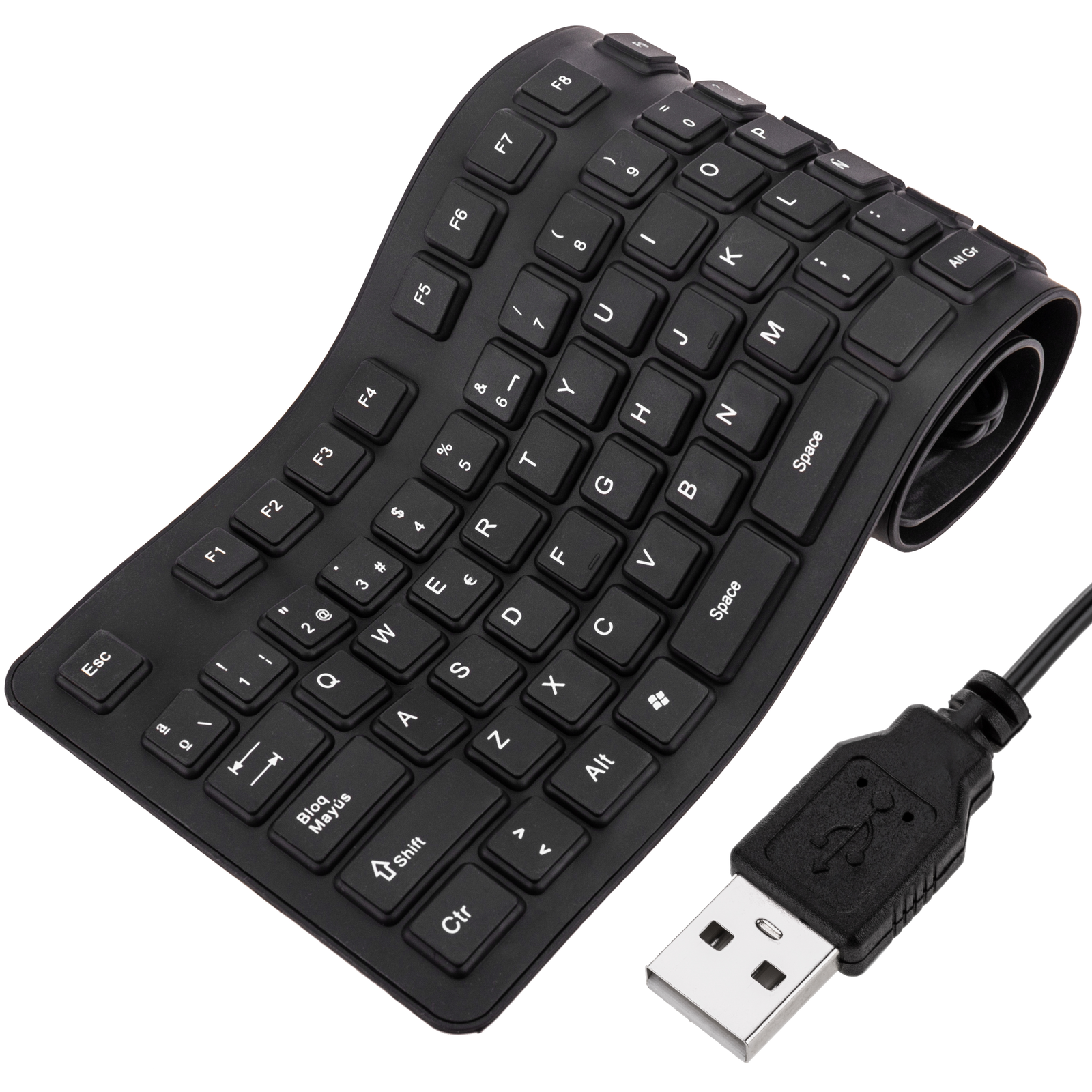 Teclado flexible USB de 109 teclas y negro - Cablematic