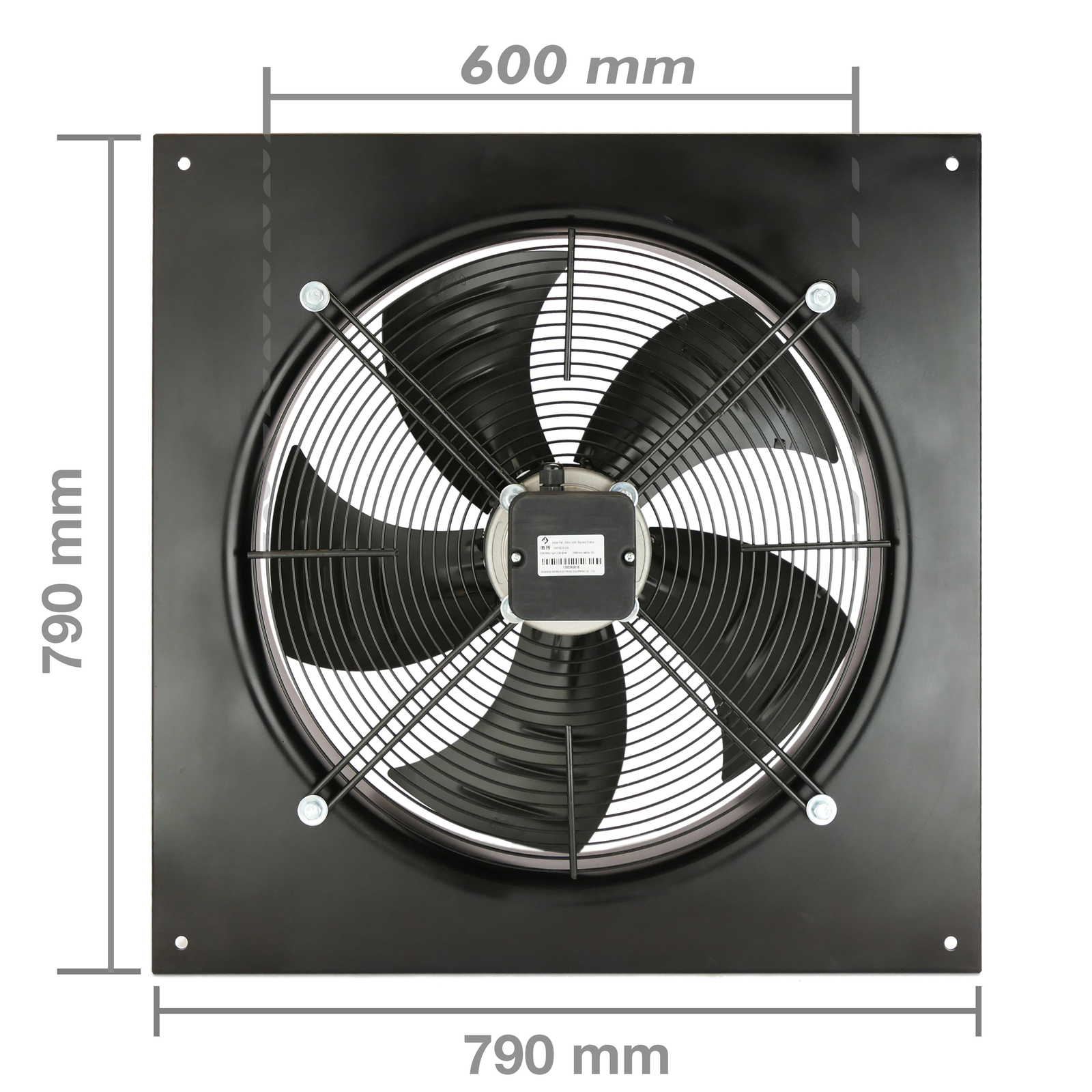 Extracteur d'air de mur pour la ventilation industrielle de 500 mm 1350 rpm  carré 665x665x95 mm - Cablematic