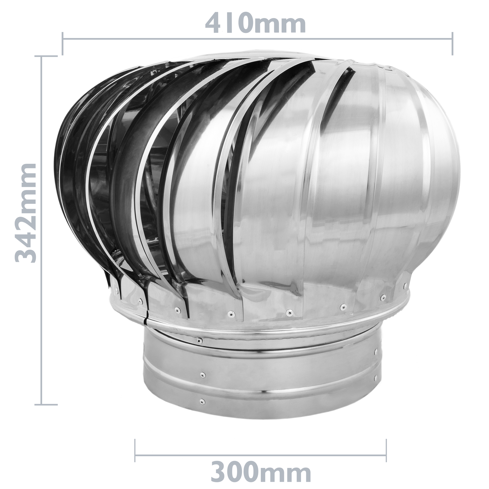 Galvanized steel rotating chimney cowl cap spinner anti-downdraught 300 mm  pipefit Cablematic