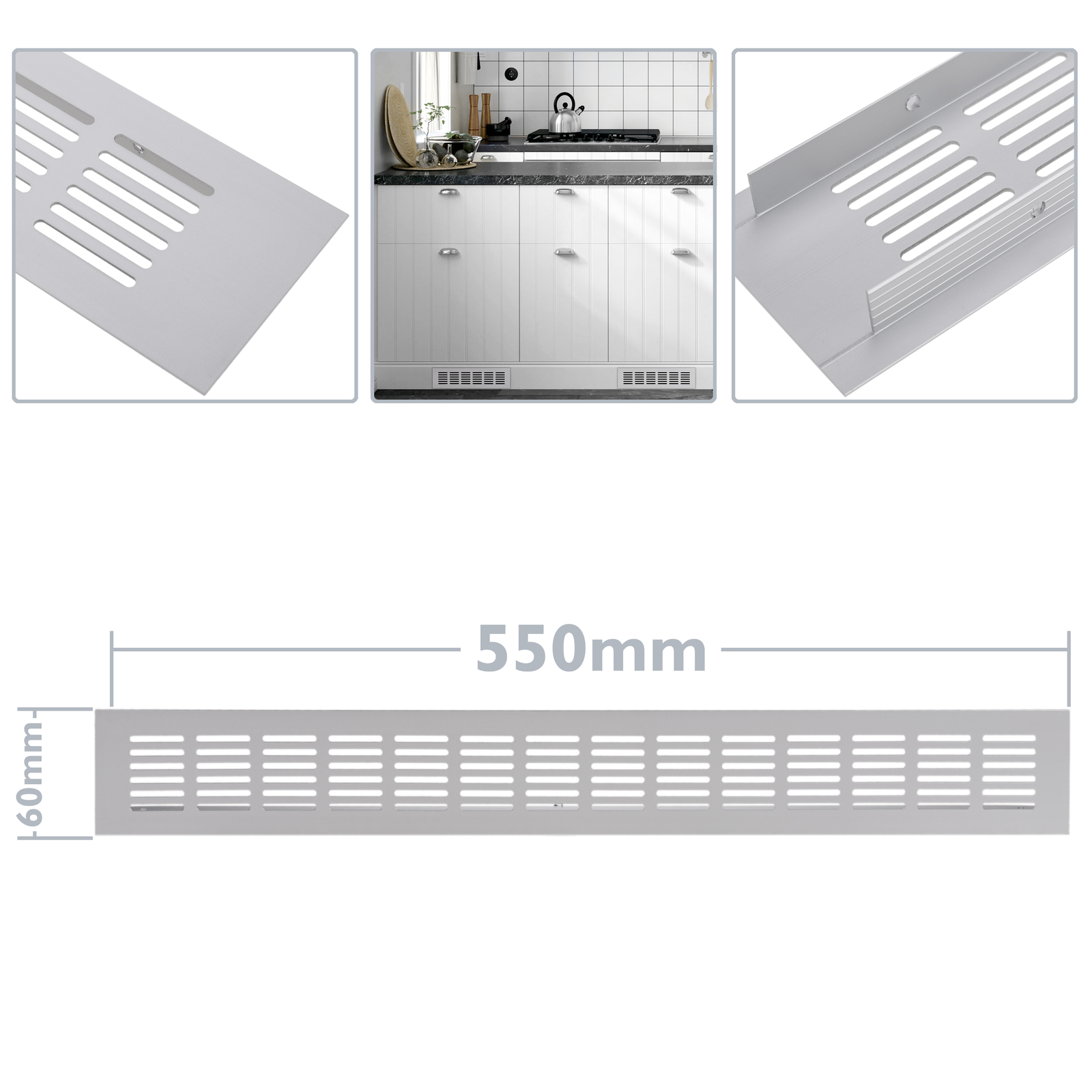 Grille ventilation rectangulaire PVC à encastrer + Fermeture - 380 x 230 mm