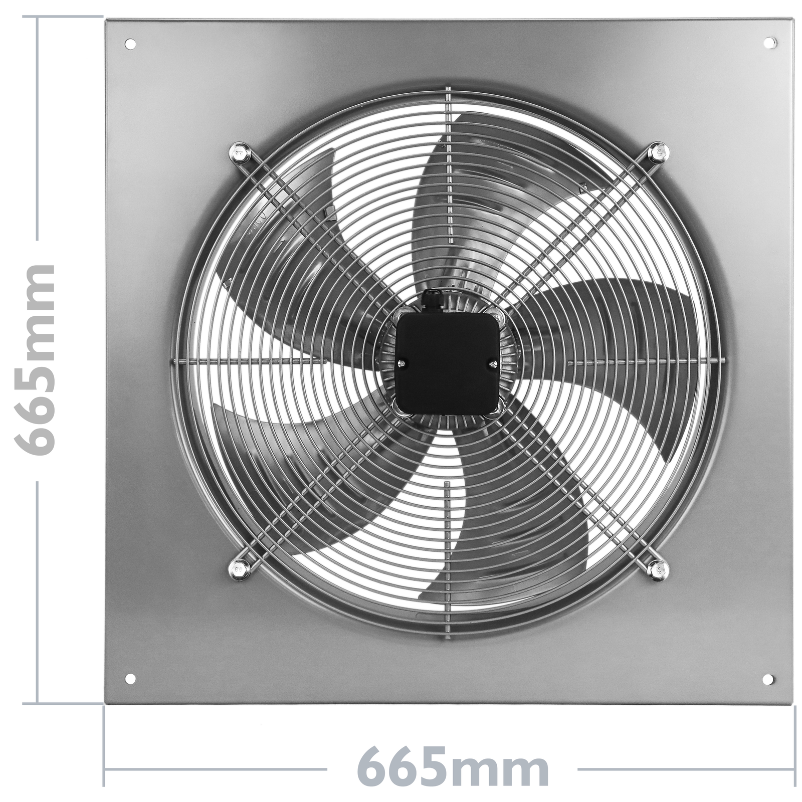 Primematik - Extracteur d'air de mur pour la ventilation industrielle de  600 mm 1350 rpm carré 790x790x100 mm argent - Distriartisan