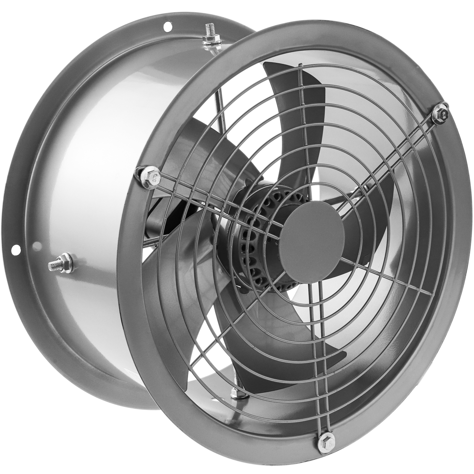 Tube Air Exhaust Fan 300mm for Industrial Ventilation 2550 rpm round  360x360x180 mm silver - Cablematic