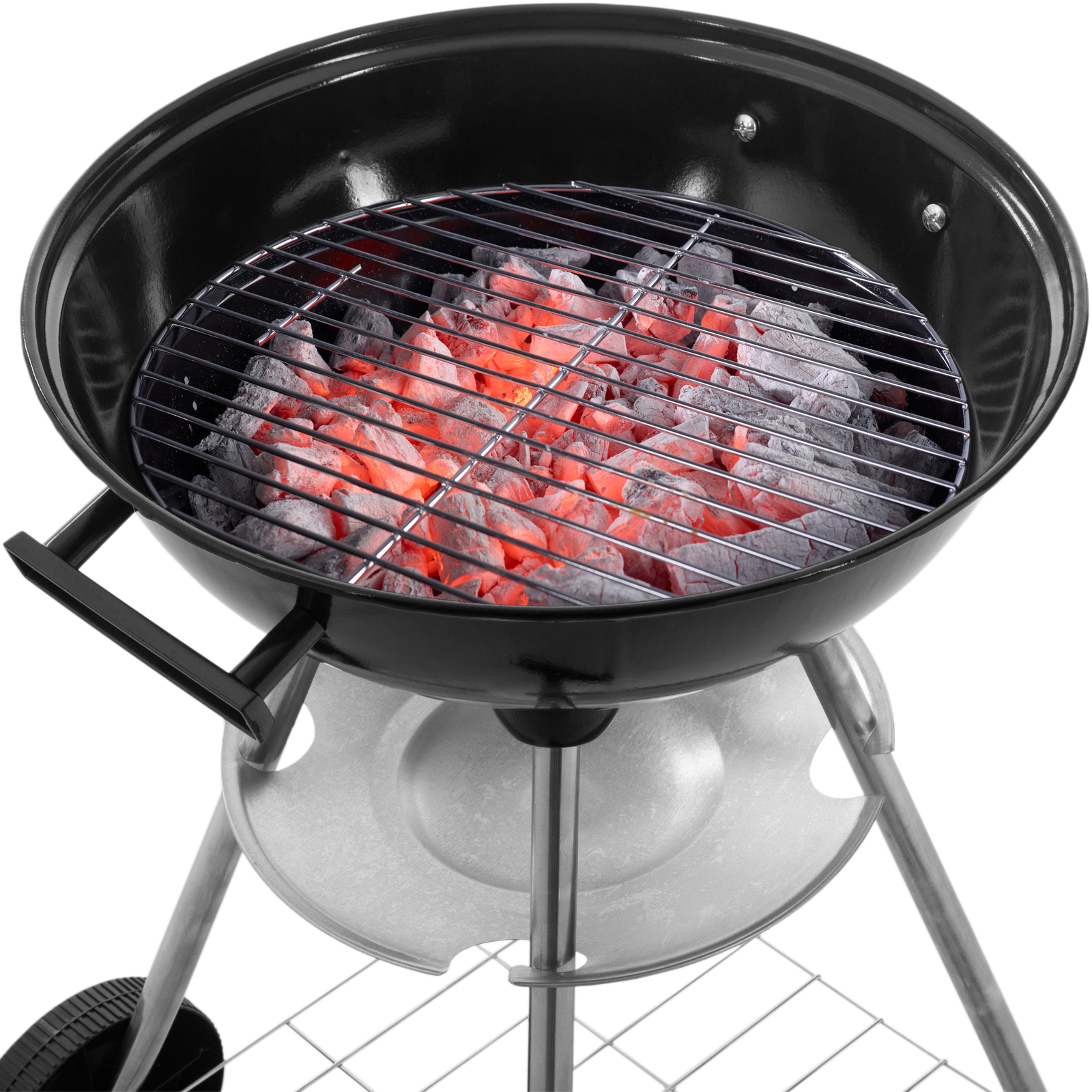 Barbecue a carbonella rotondo 41x70 cm con coperchio e ruote Griglia  barbecue per giardino e campeggio - Cablematic