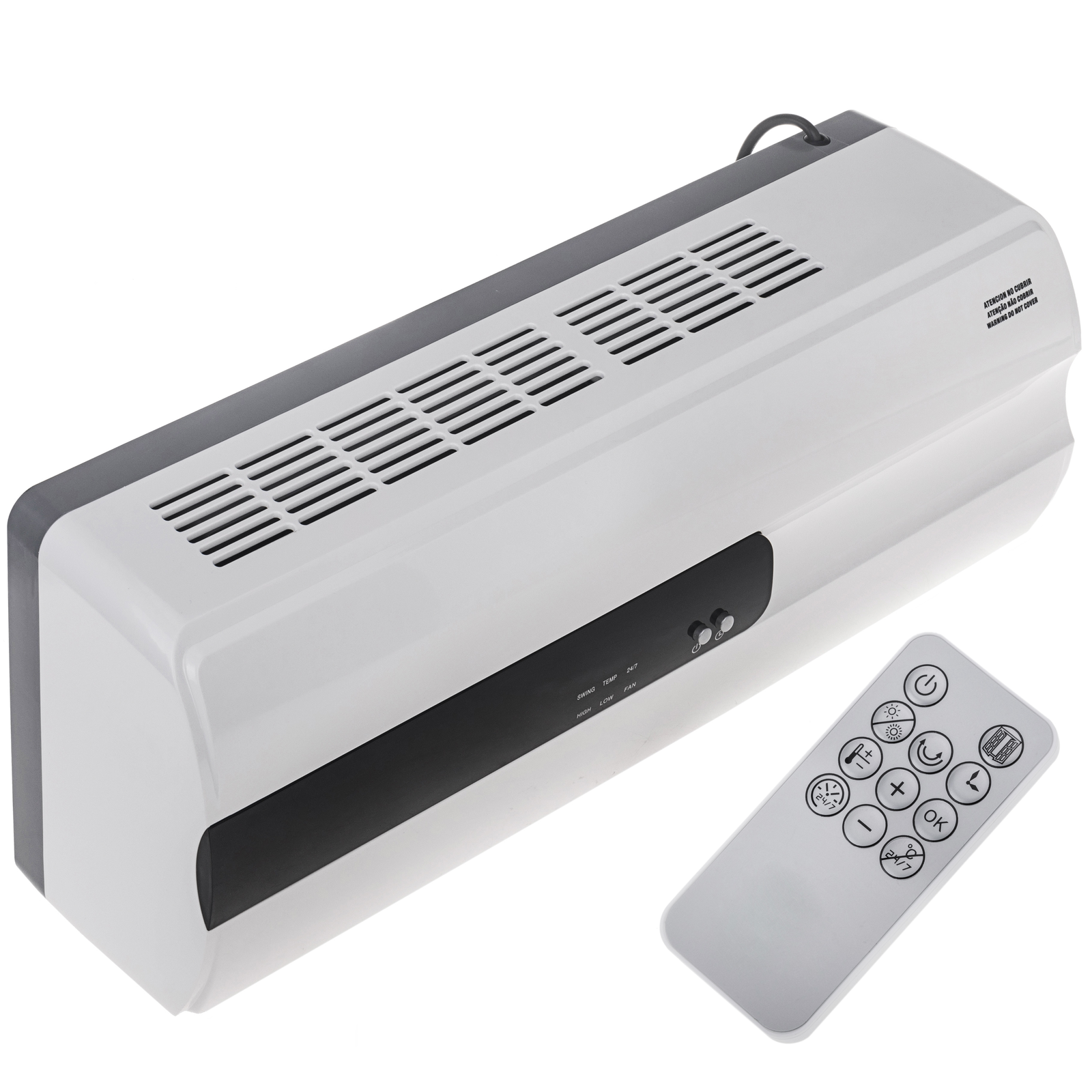 Calefactor cerámico de enchufe con mando a distancia, termostato y pantalla  digital