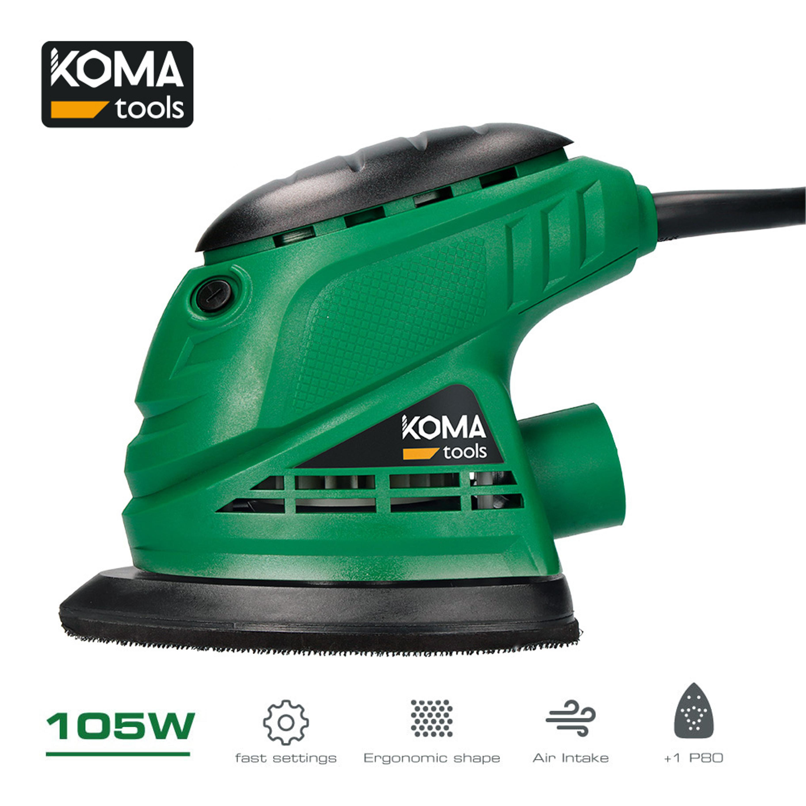 KOMA Tools 08707 Levigatrice tipo topo 105 W 14,1x14,5 cm - Cablematic