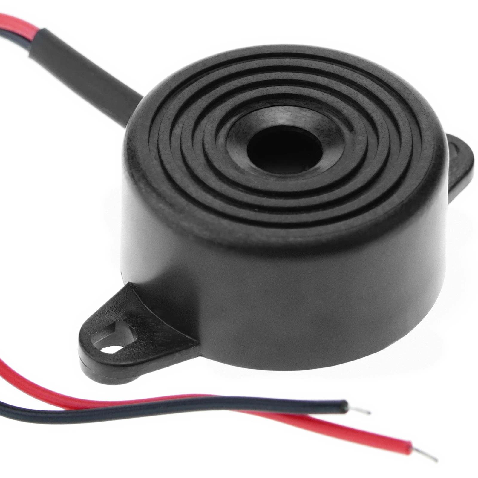 Zumbador piezo cerámico con sonido contínuo o intermitente 12VDC