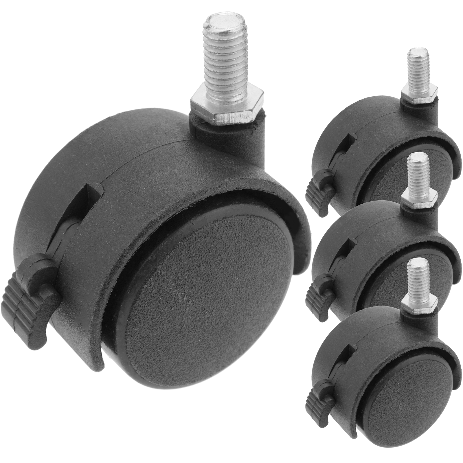 Wheel swivel castor of nylon with brake 40 mm M8 4 pack - Cablematic