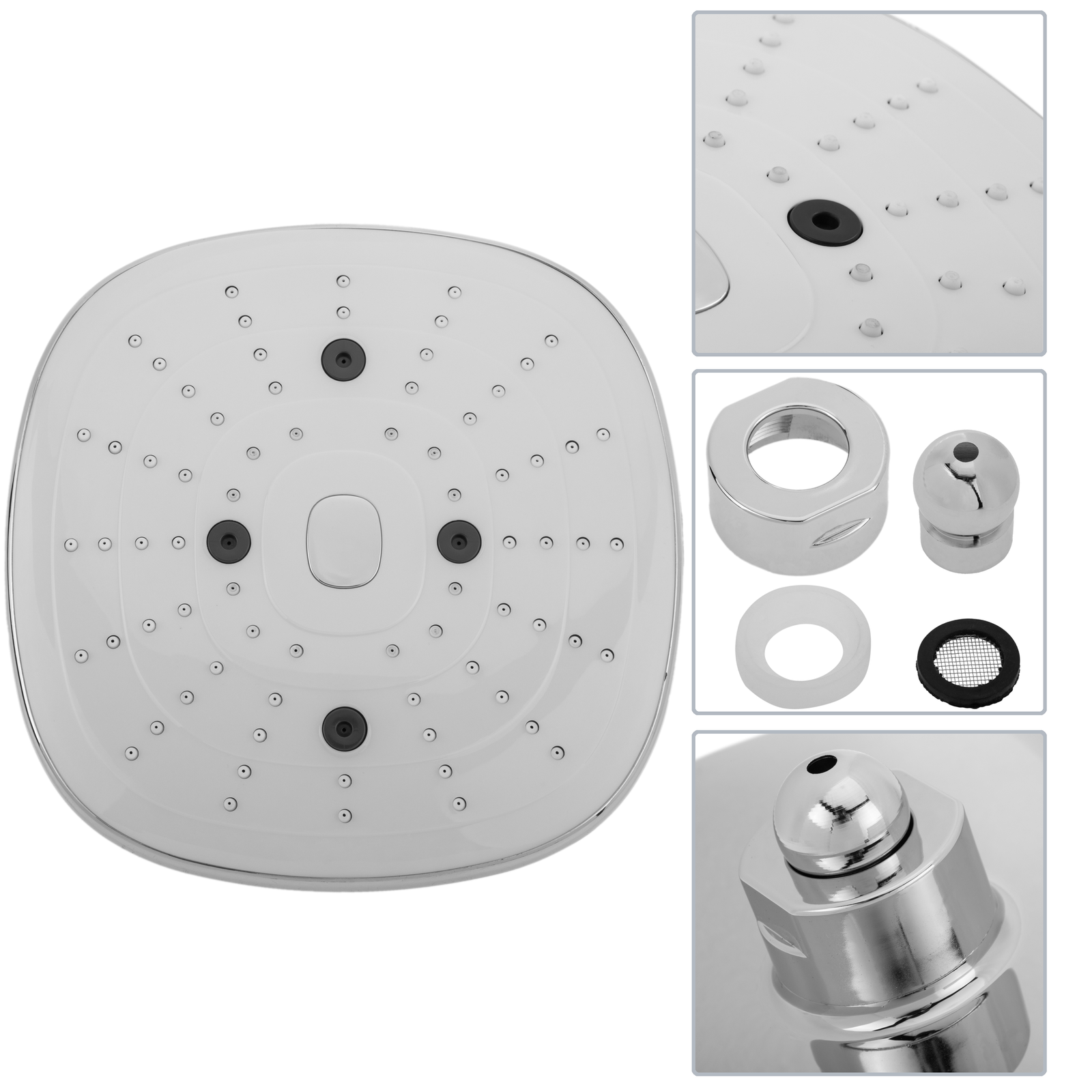 Pommeau de douche ronde fixe pour colonne de douche chromée avec système  anticalcaire, économie d'eau et 1 fonction - Cablematic