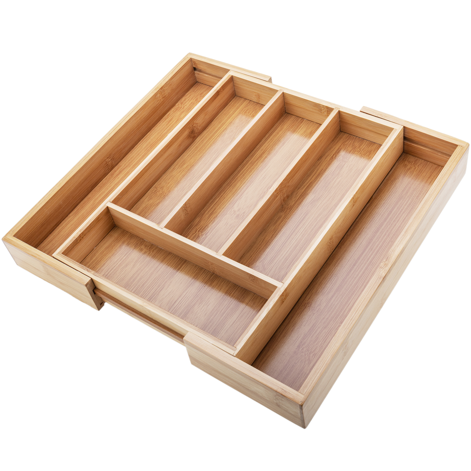 Space Home - Plateau À Ustensiles pour Couverts en Bois - Range-couverts -  Organisateur De Tiroir - Boîte De Rangement pour Cuisine en Bambou - 4  Compartiments - 32 x 22 x 3,5 cm : : Cuisine et Maison