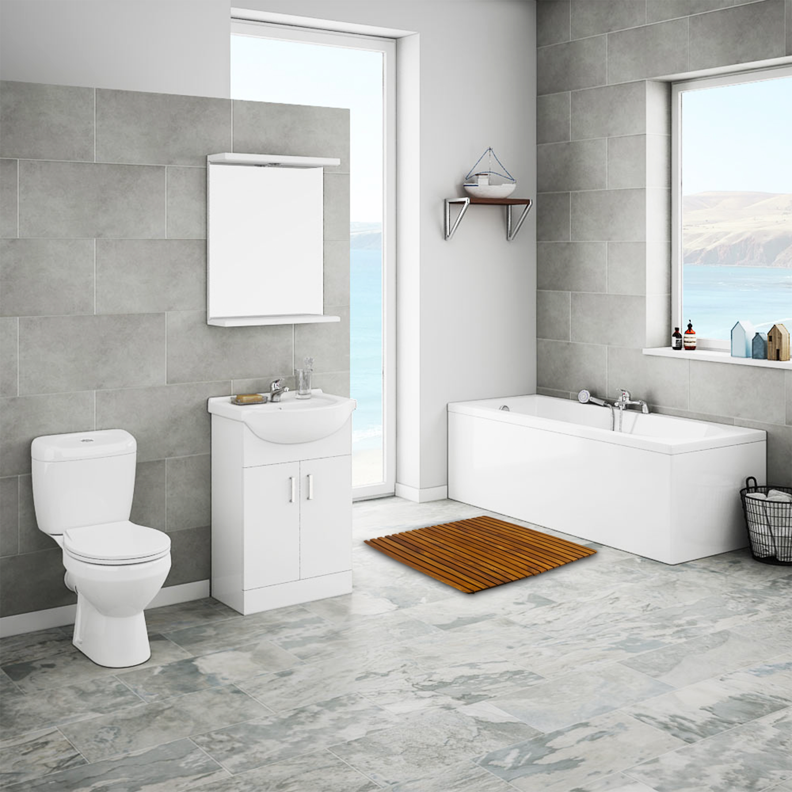 Tarima ideal para ducha y baño de diseño rectangular de 100 x 50