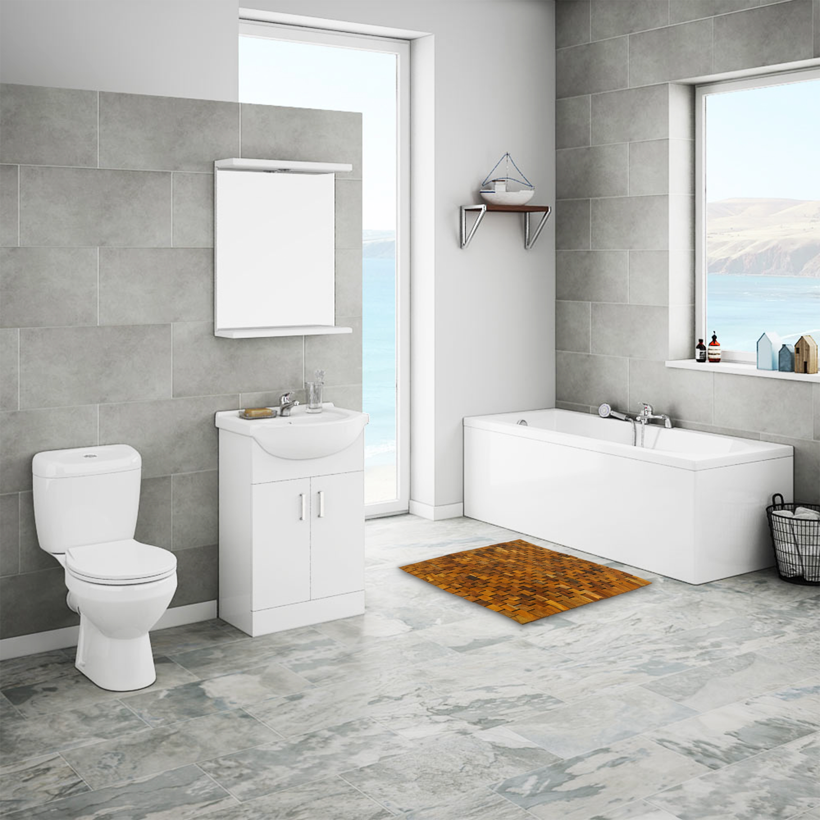 Tapete de baño de bambú antideslizante multiusos, tapete de baño  rectangular de madera, tapete de baño impermeable, tapete de ducha de  madera, tapetes