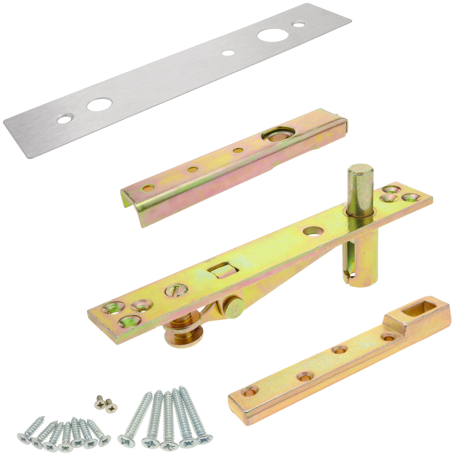 Wooden door patch fitting kit. Hinge in metal for floor spring door closer  - Cablematic