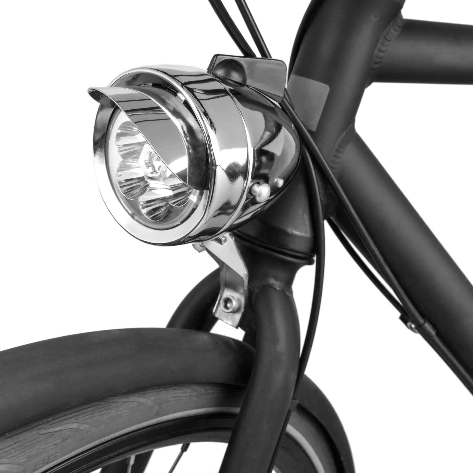 Luce riflettore anteriore bici 3 led a batterie cromato 