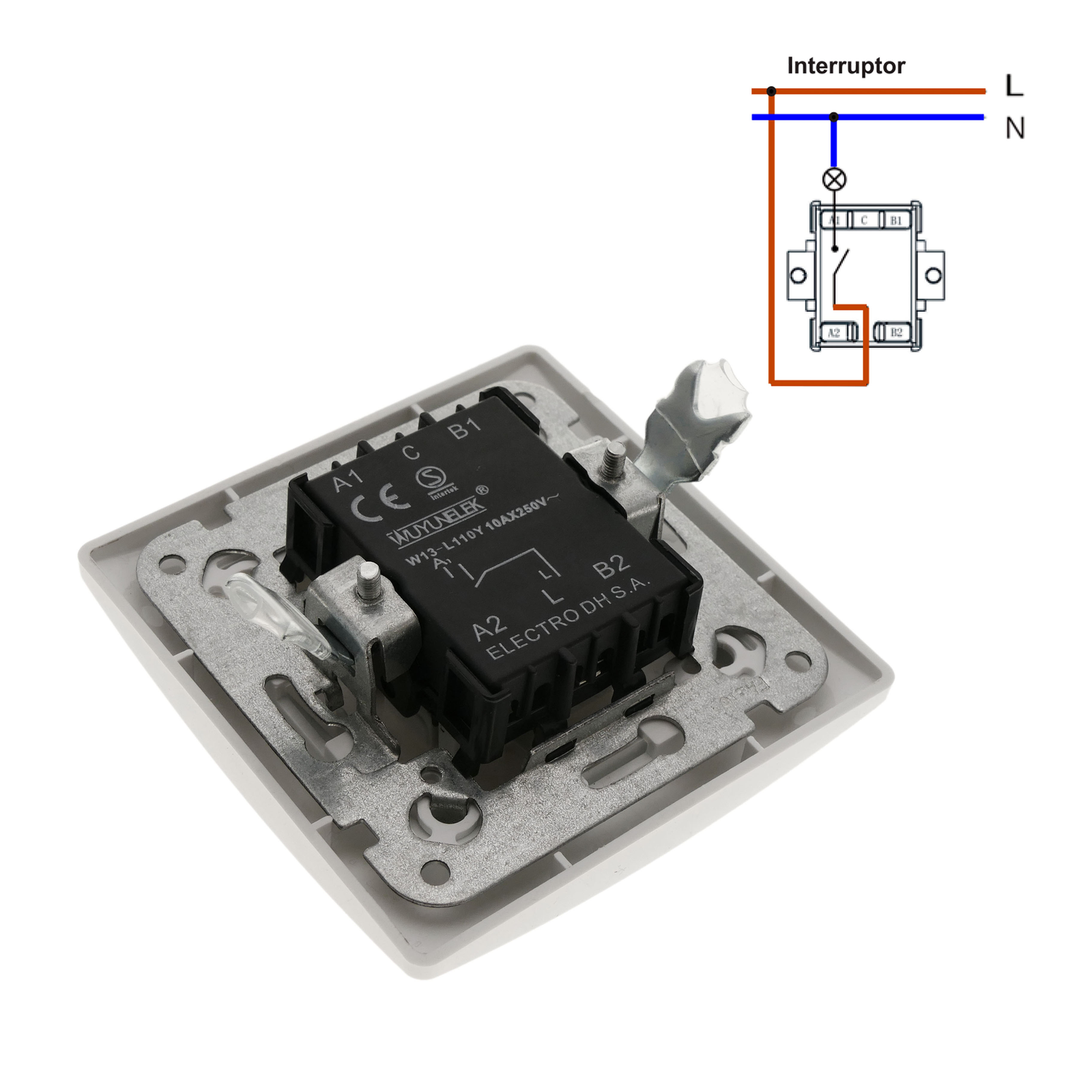 Variateur de lumière encastrable avec plaque de finition 80x80mm série  Lille blanc - Cablematic