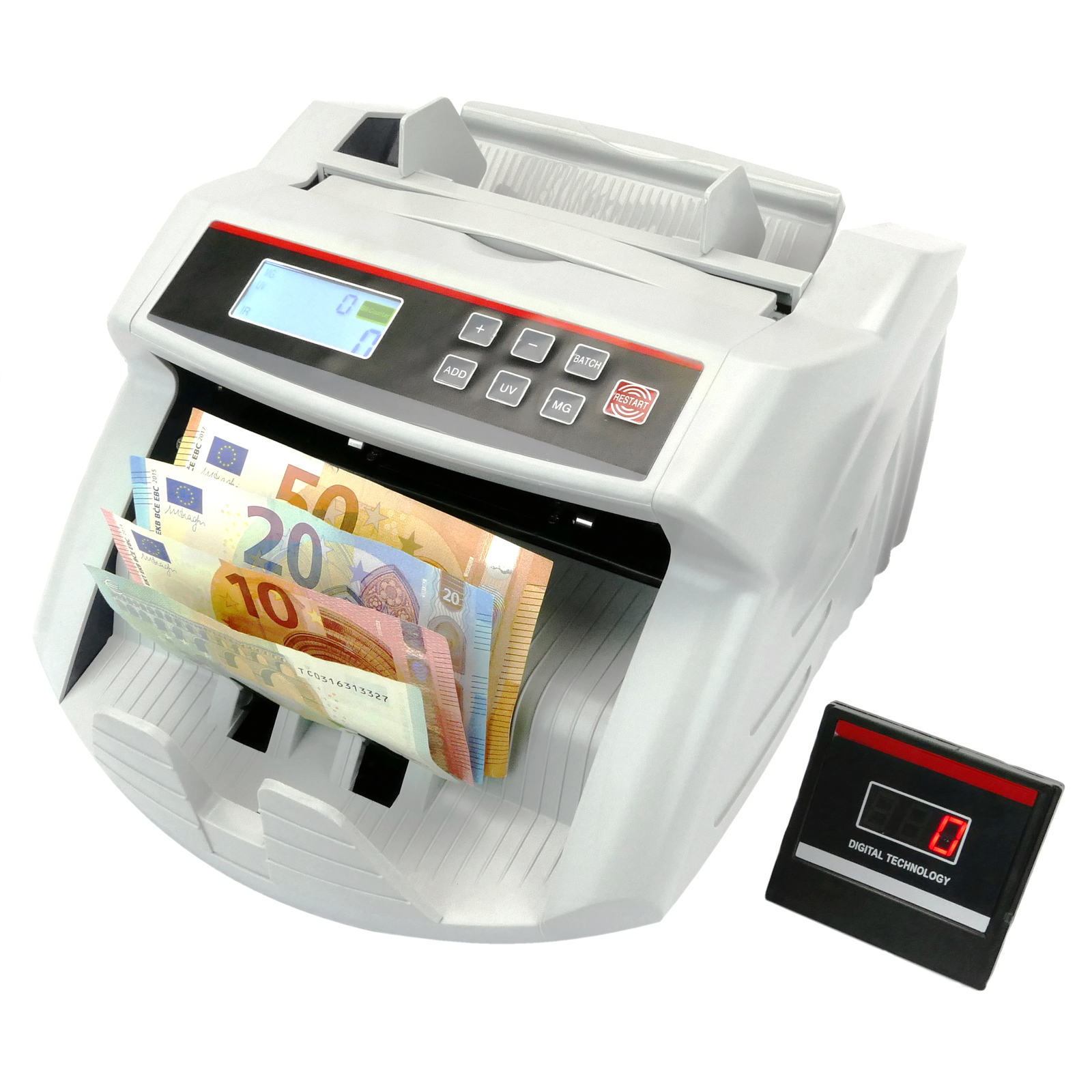 CONTADOR, VERIFICADOR DE BILLETES CON DISPLAY DE CLIENTES, UV, MAG, 1000  BILLS X MIN. – APT