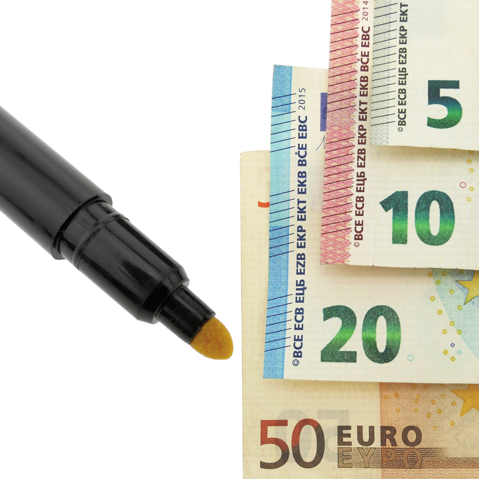 Marqueur détecteur de faux billets Stylo pour EUR GBP USD etc paquet de 5 -  Cablematic