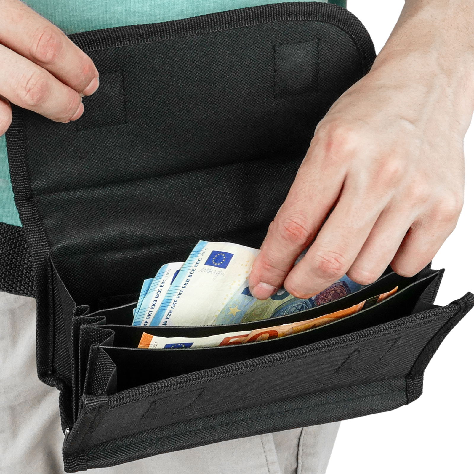 Distributeur de pièces de monnaie Euro Sac à main du serveur - avec porte- monnaie et porte-pièces avec ceinture et trieur d'euros et porte-monnaie  organisateur
