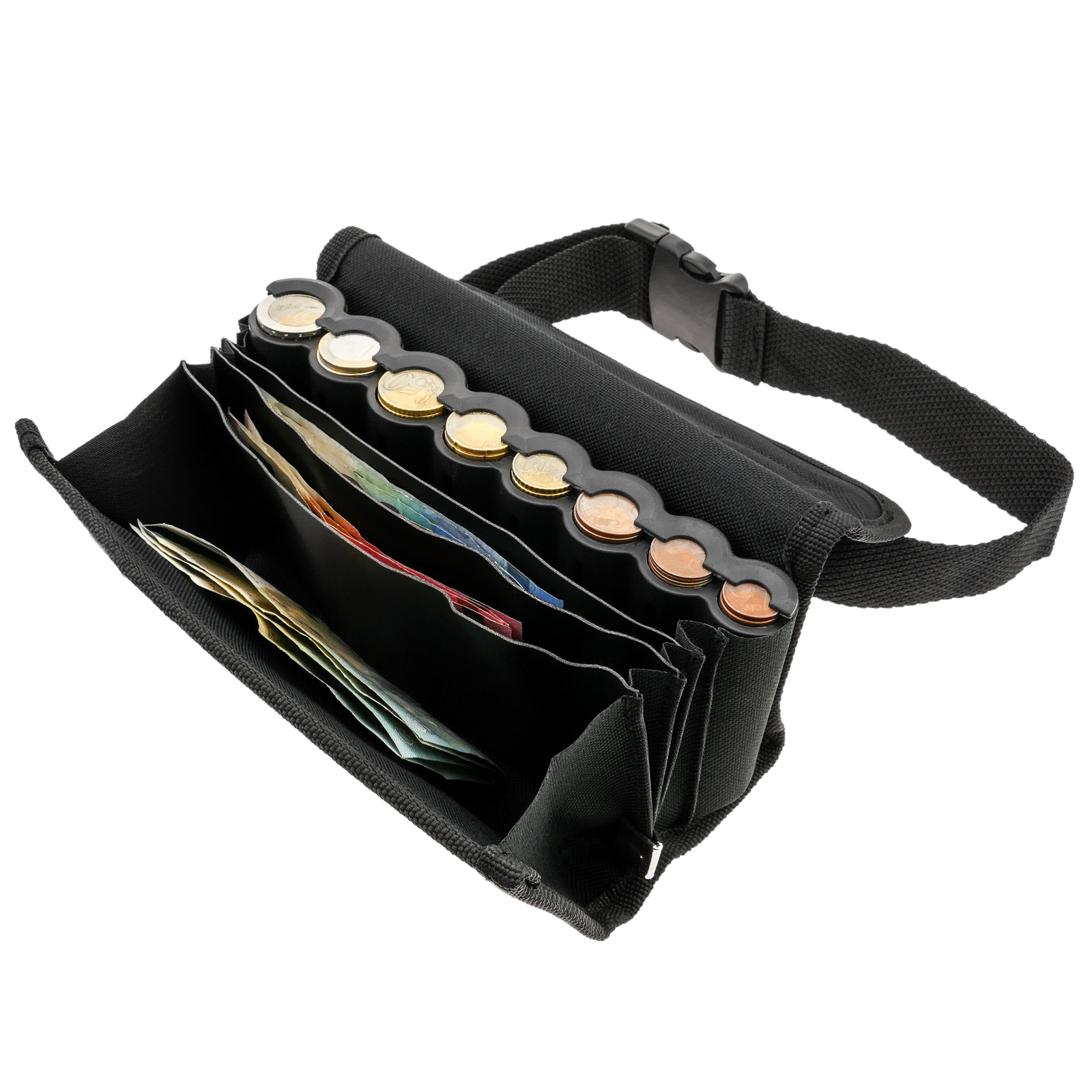 Fanny pack with banknote and coin holder with belt and Euro sorter and  organizer - Cablematic