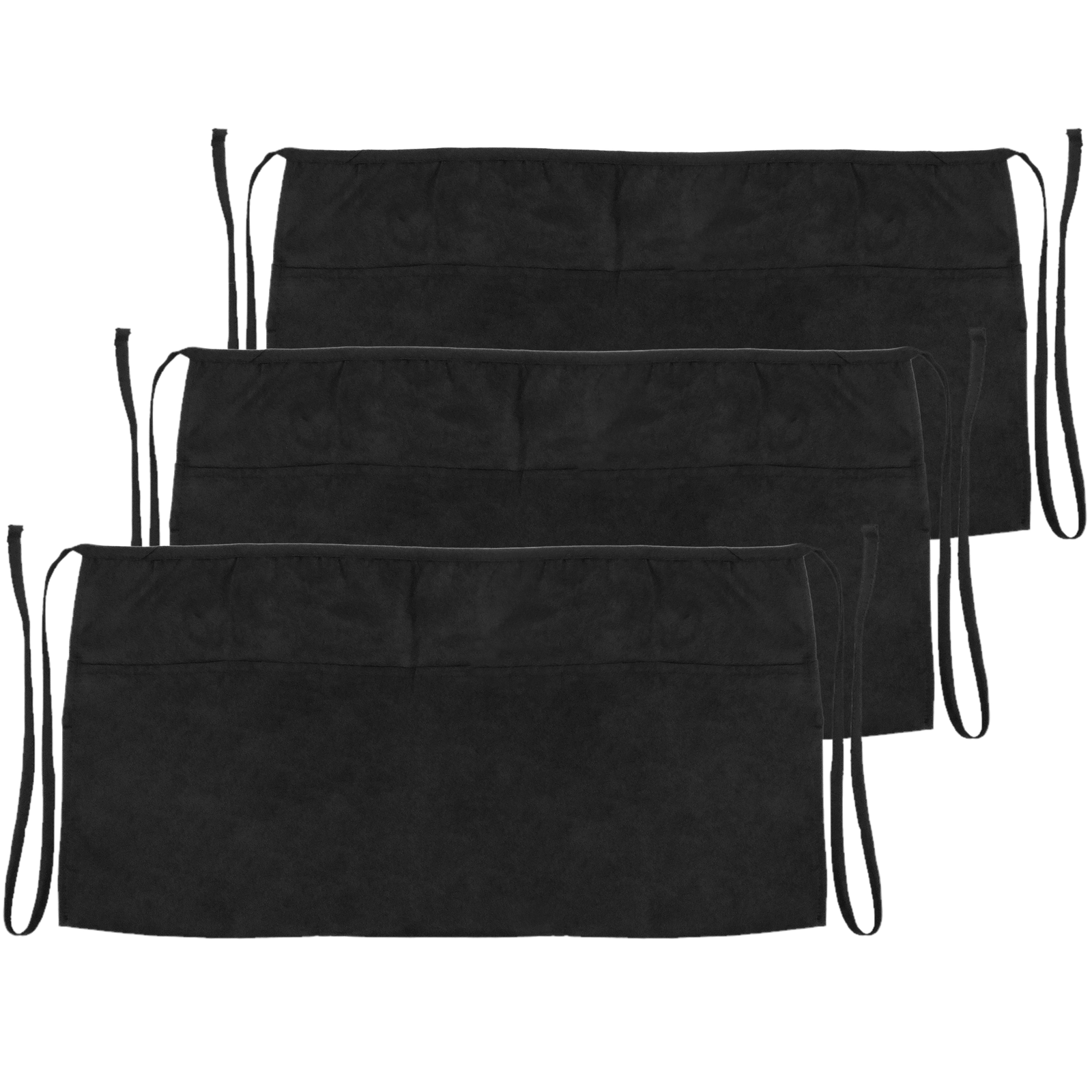  Delantal de cintura negro con clip con 3 bolsillos (21 x 12  pulgadas) delantal de servidor. Delantal de restaurante. Mesera, camarero,  cocina, hogar, Negro - : Hogar y Cocina